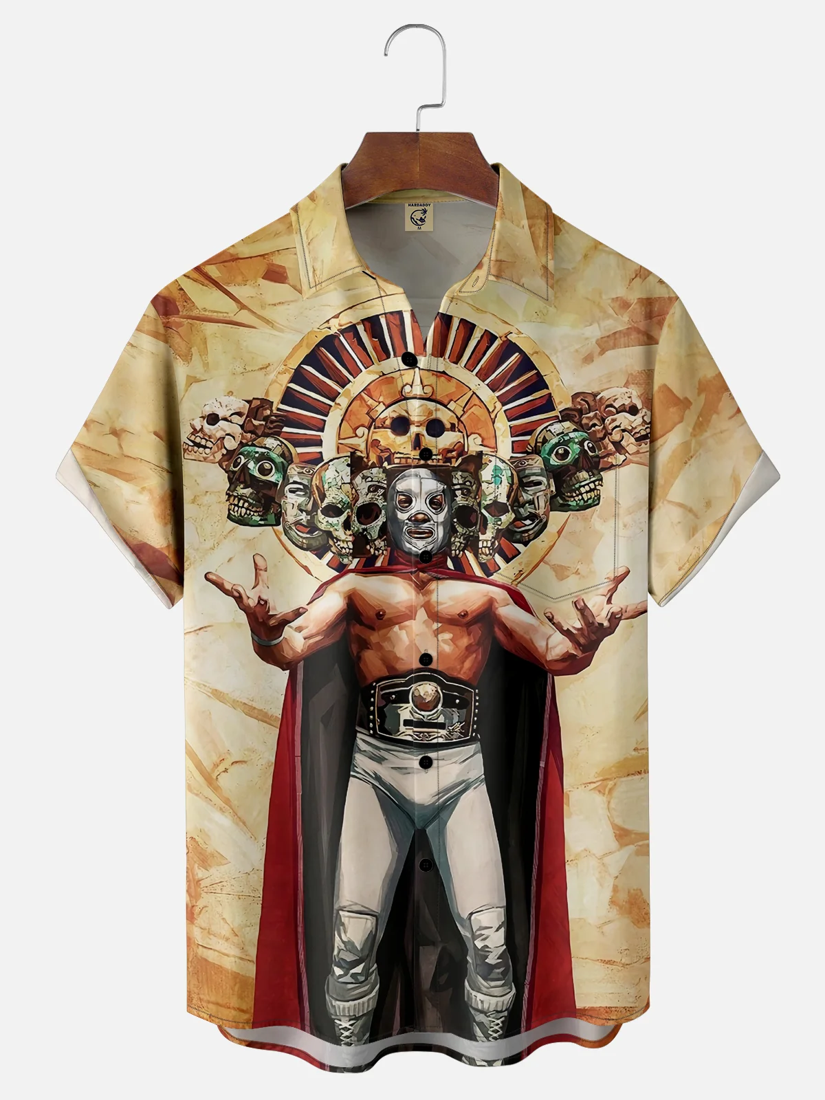 Moisture-wicking Lucha Libre Skeleton Chest Pocket Casual Shirt