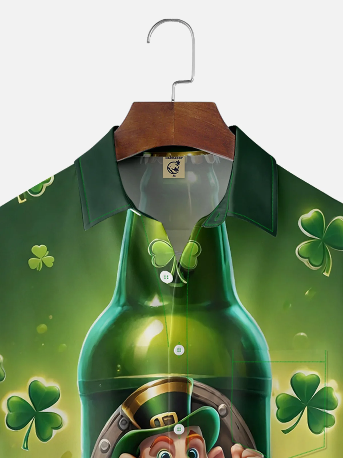 Moisture-wicking St Patricks Day Shamrock Beer Chest Pocket Casual Shirt