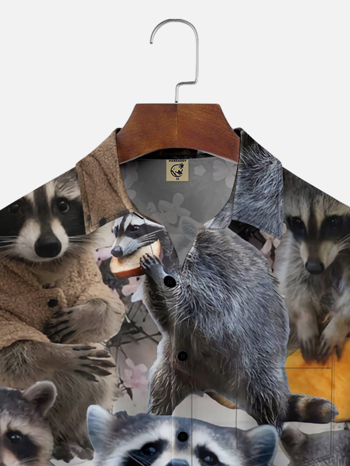 Moisture-wicking Raccoon Chest Pocket Hawaiian Shirt