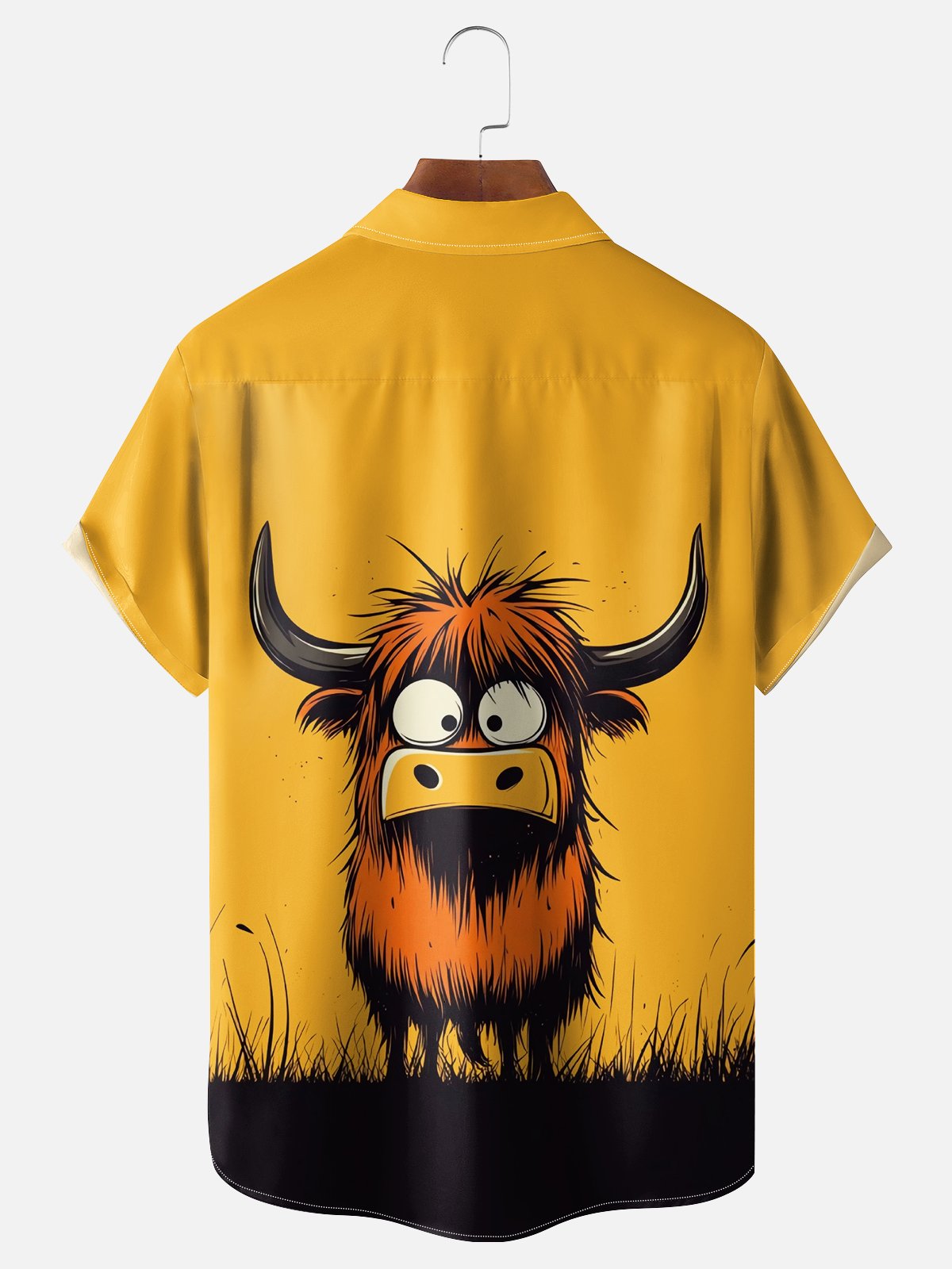 Moisture Wicking Art Cow Chest Pocket Casual Shirt