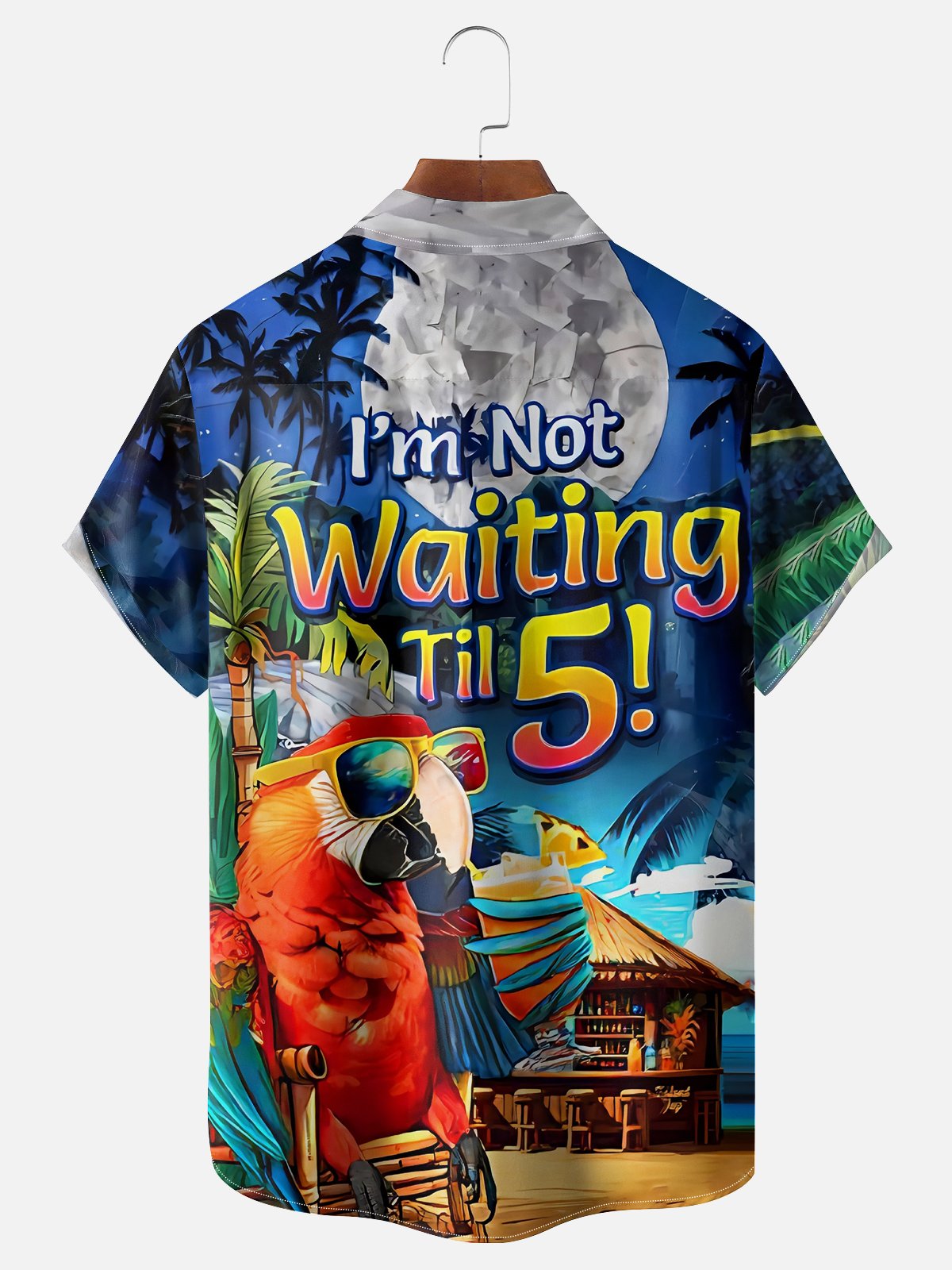 Moisture Wicking I M Not Waiting Ril 5 Parrot Beach Scene Chest Pocket Hawaiian Shirt