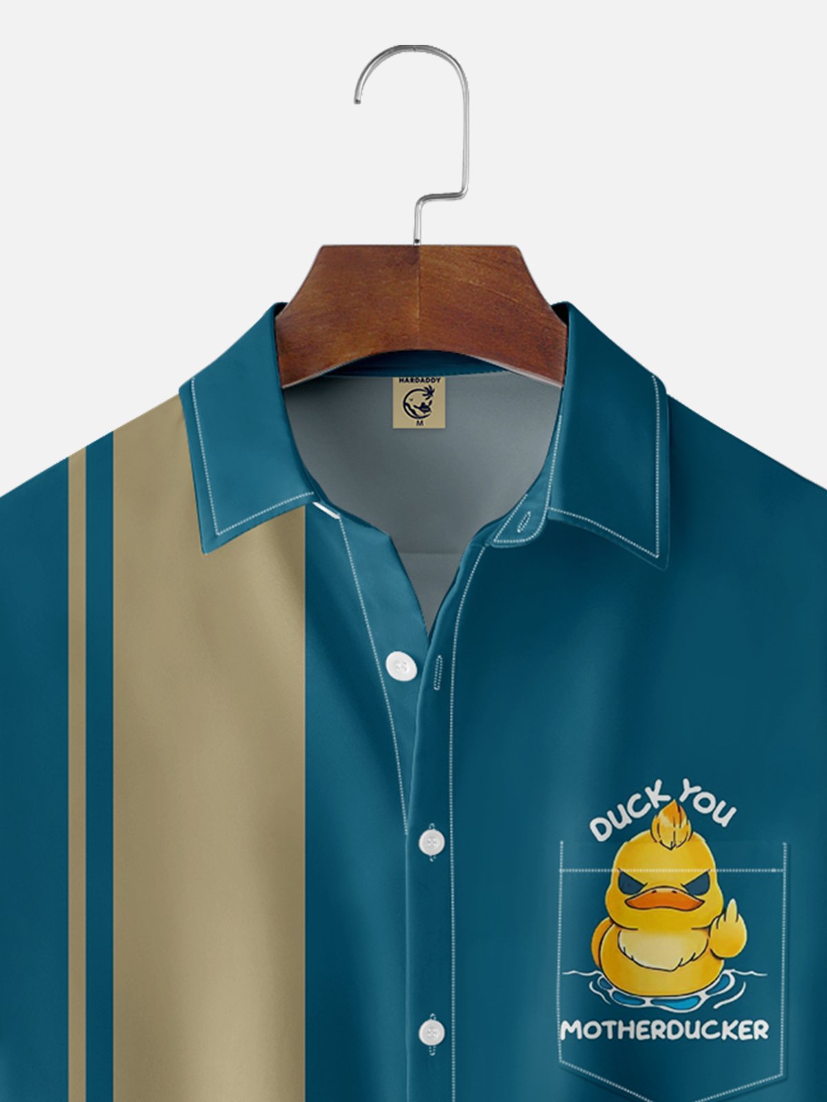 Moisture-wicking Motherducker Duck You Chest Pocket Bowling Shirt