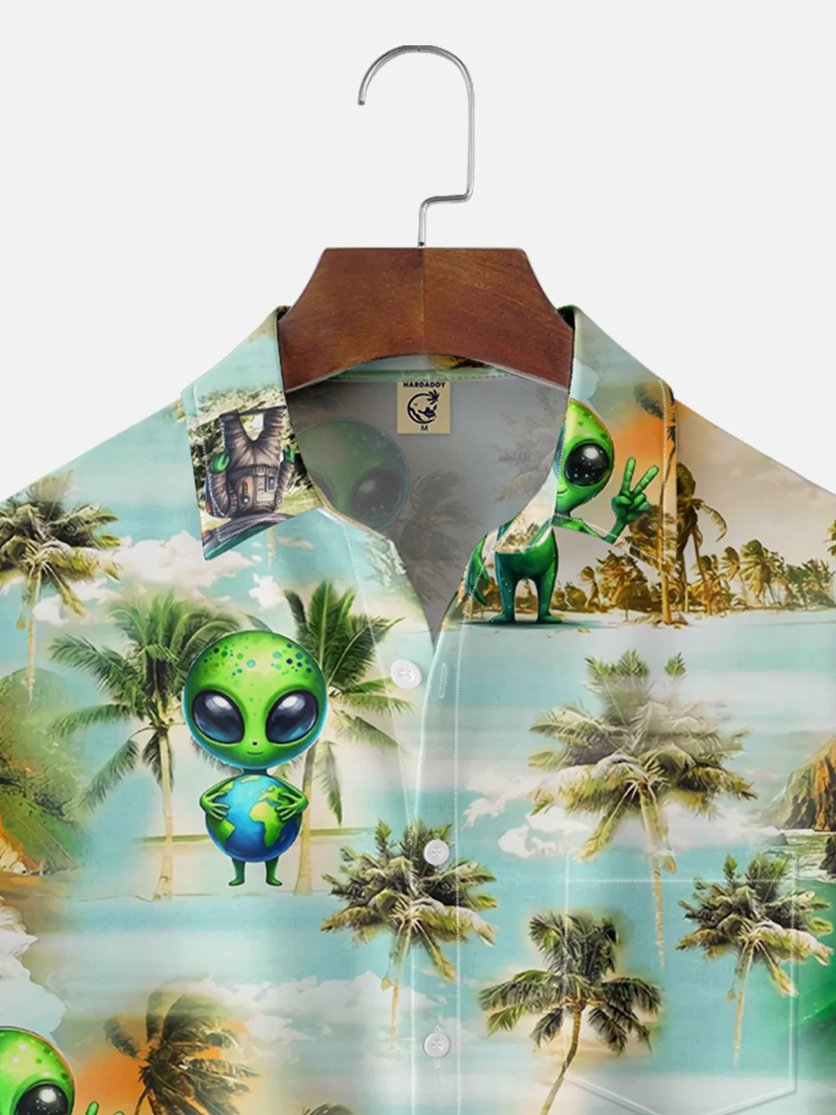 Moisture Wicking Tropical Floral Alien Hawaiian Shirt