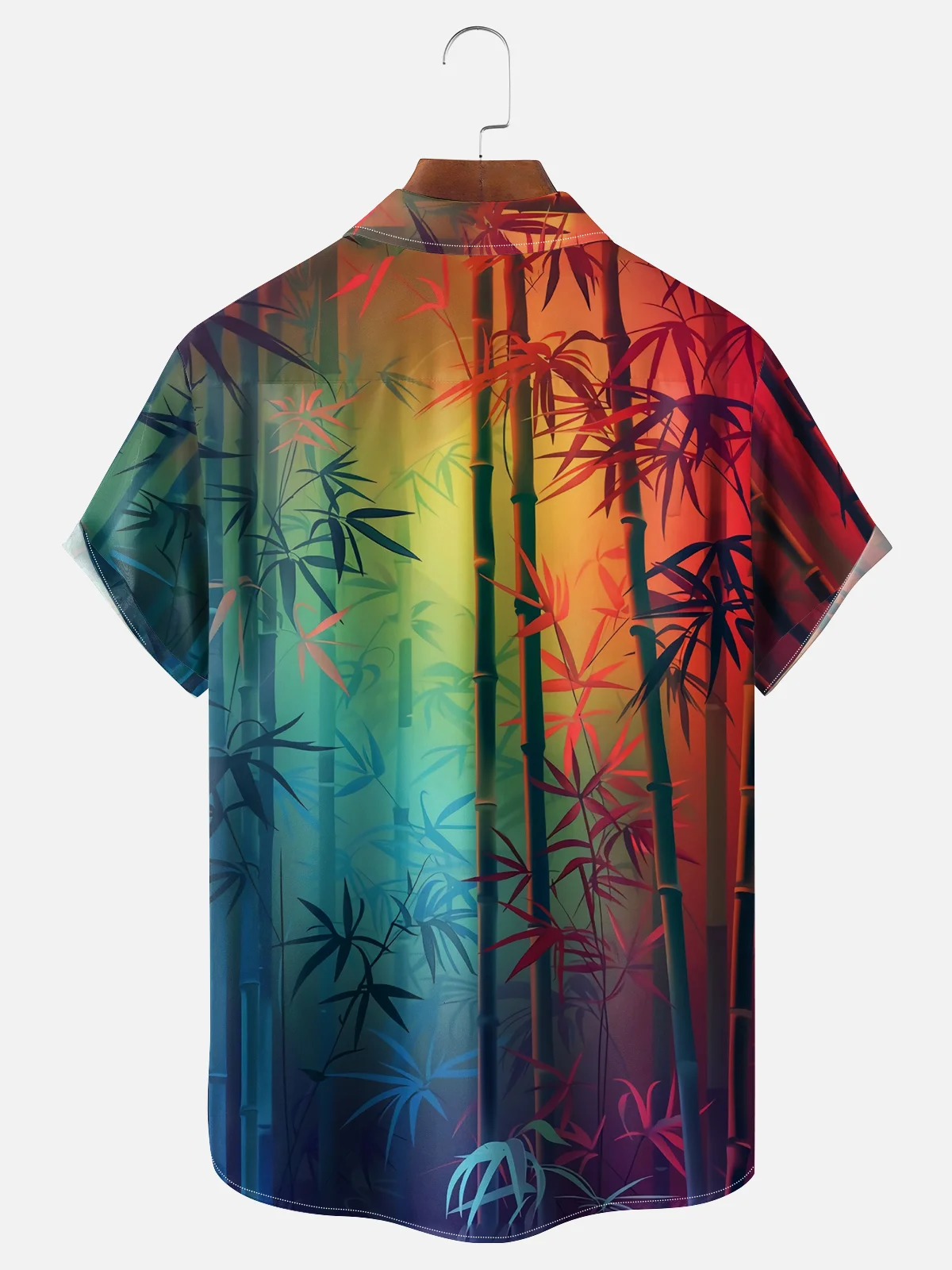 Moisture Wicking Gradient Bamboo Leaf Hawaiian Shirt