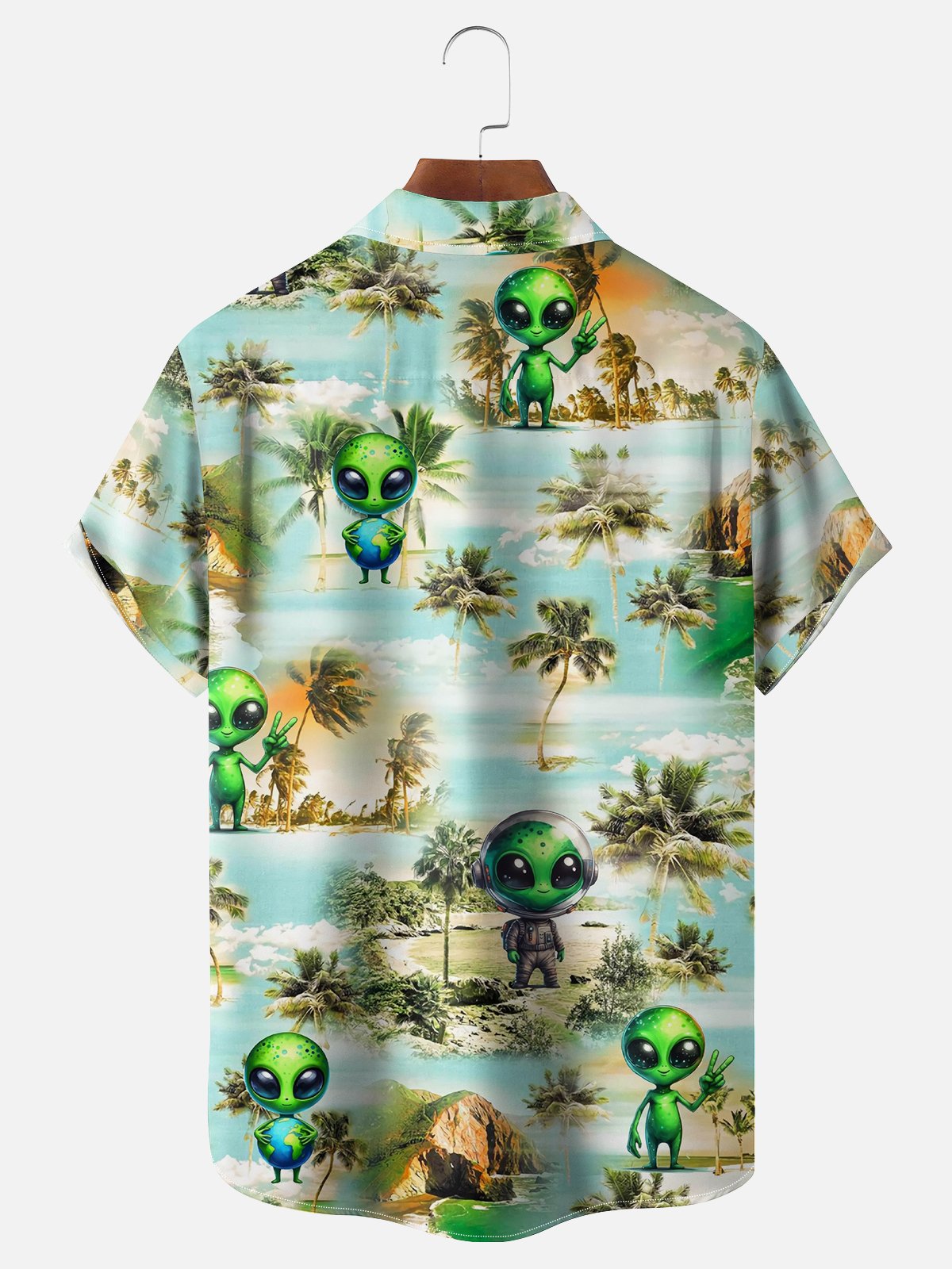 Moisture Wicking Tropical Floral Alien Hawaiian Shirt