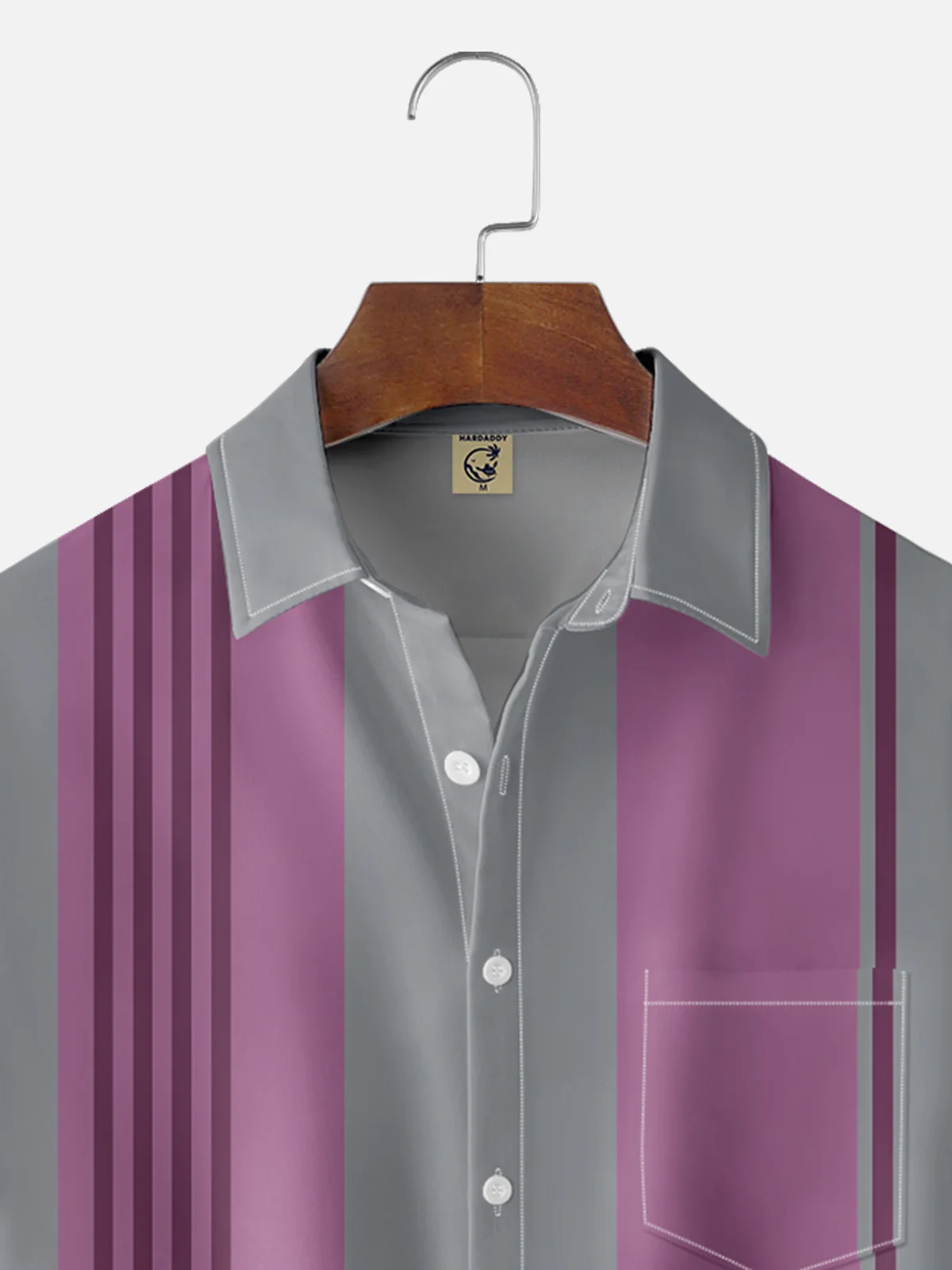 Moisture-wicking Striped Chest Pocket Bowling Shirt