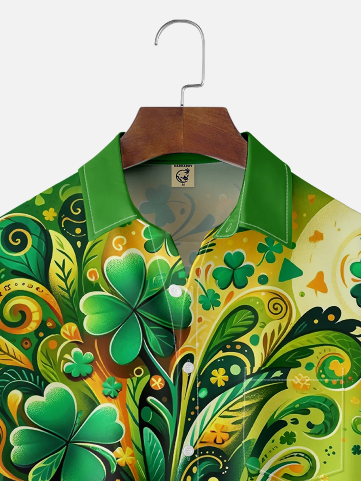 Moisture-wicking St. Patrick'S Day Pot of Gold Four Leaf Clover Chest Pocket Casual Shirt