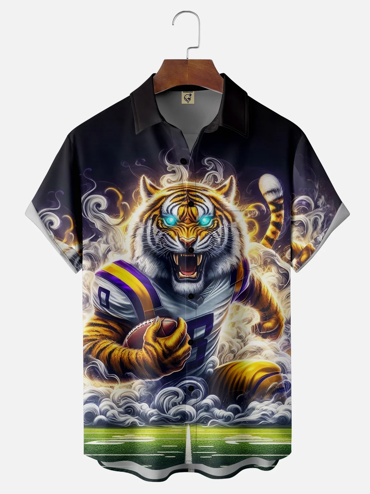 Moisture-wicking Football Tiger Chest Pocket Casual Shirt