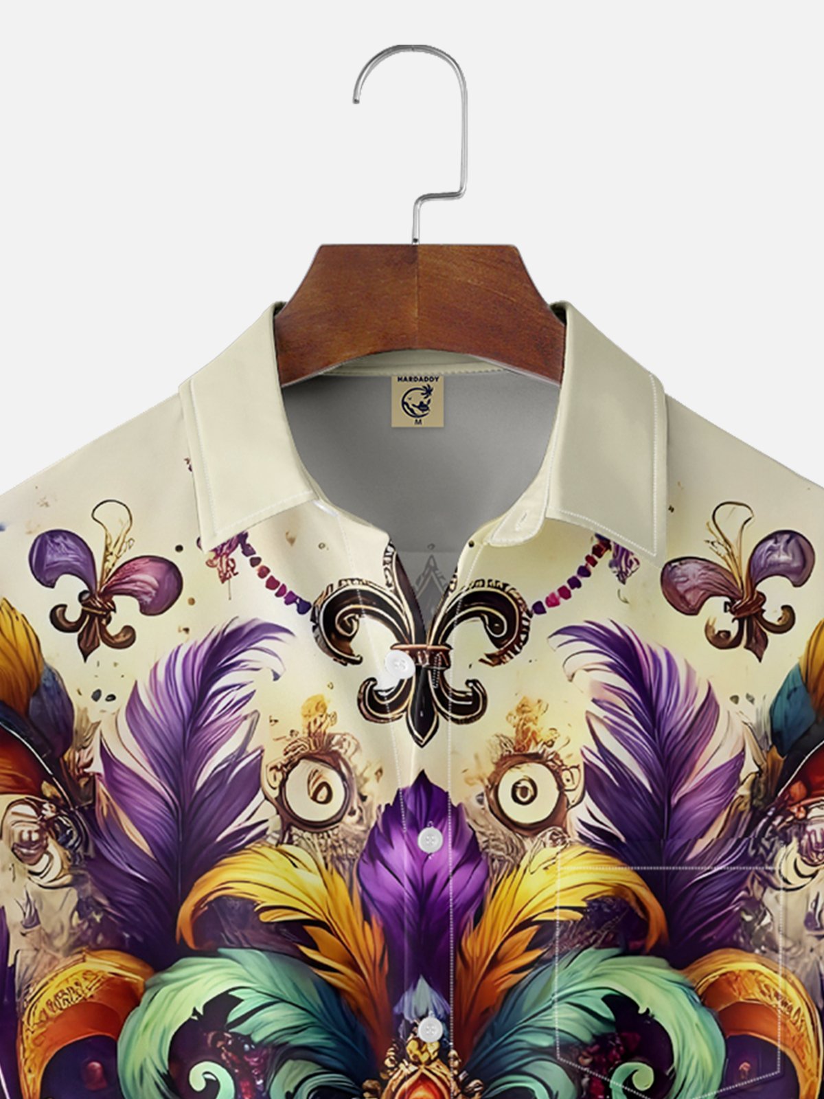 Moisture-wicking Mardi Gras Mask Feathers Chest Pocket Casual Shirt