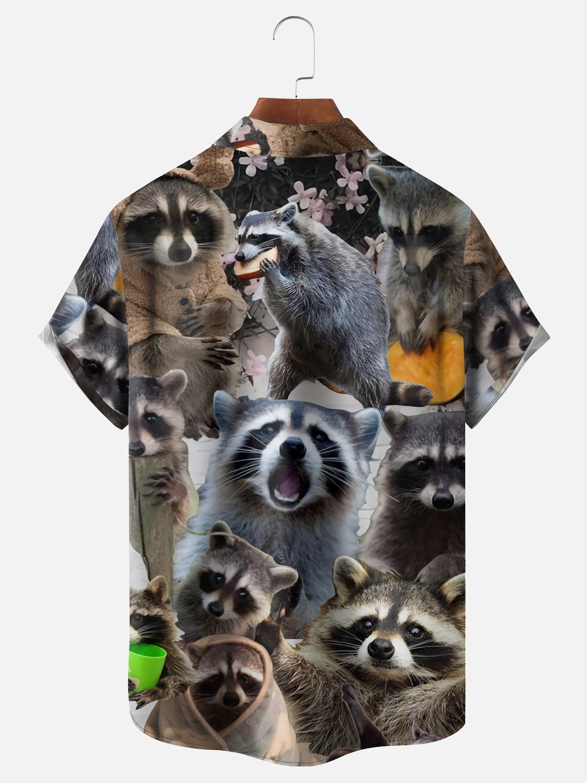 Moisture-wicking Raccoon Chest Pocket Hawaiian Shirt