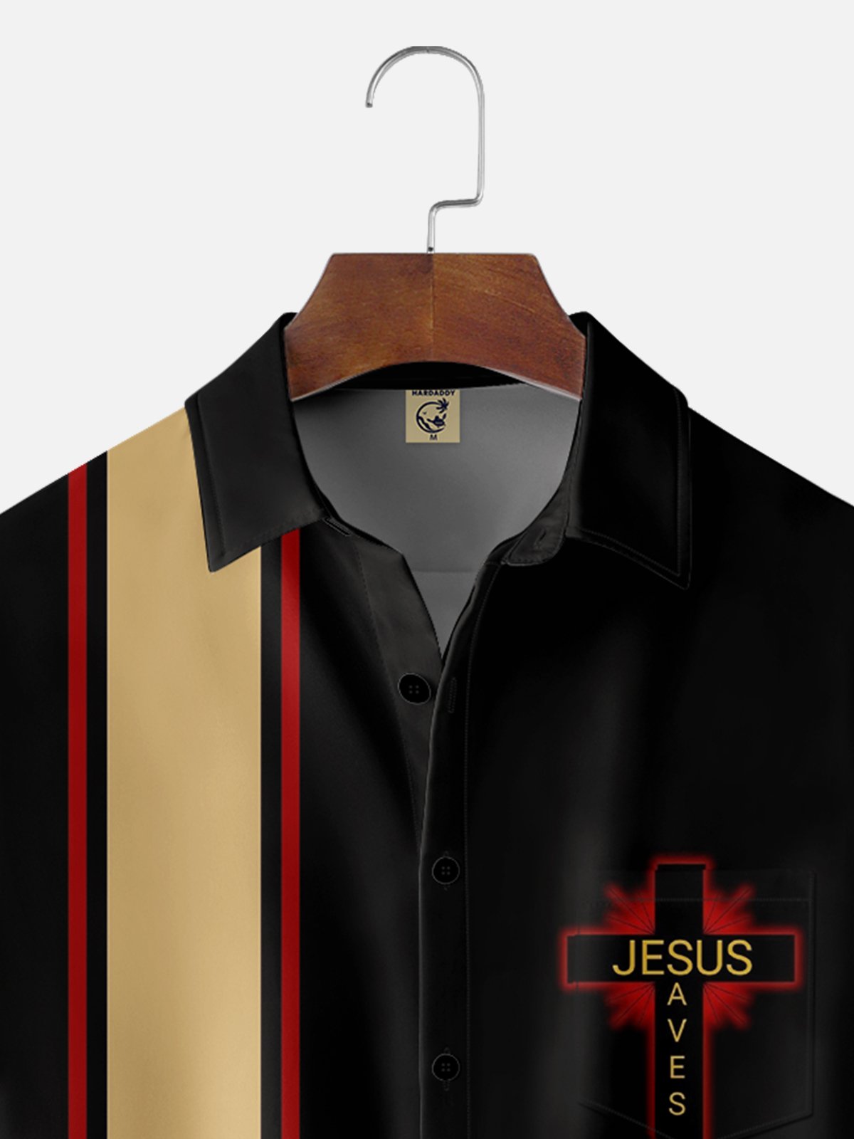 Moisture-wicking Easter Jesus Cross Chest Pocket Bowling Shirt