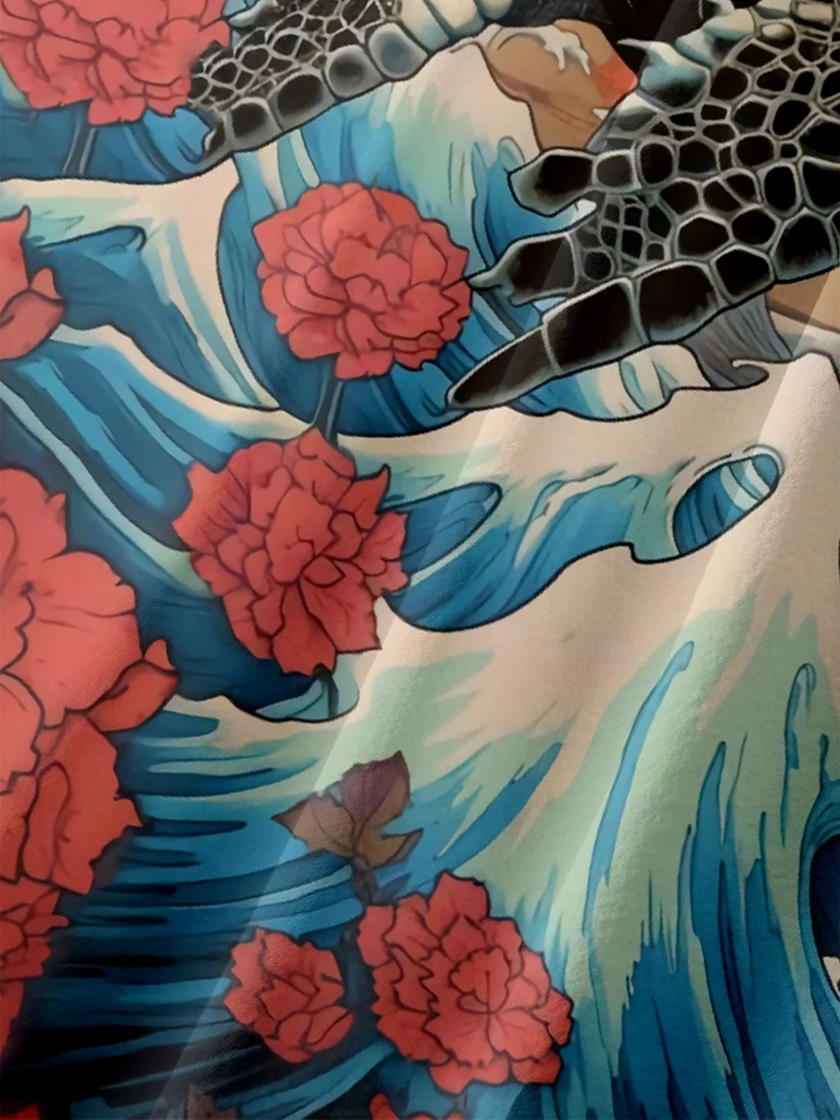 Moisture Wicking Ukiyo-e Turtle Hawaiian Shirt