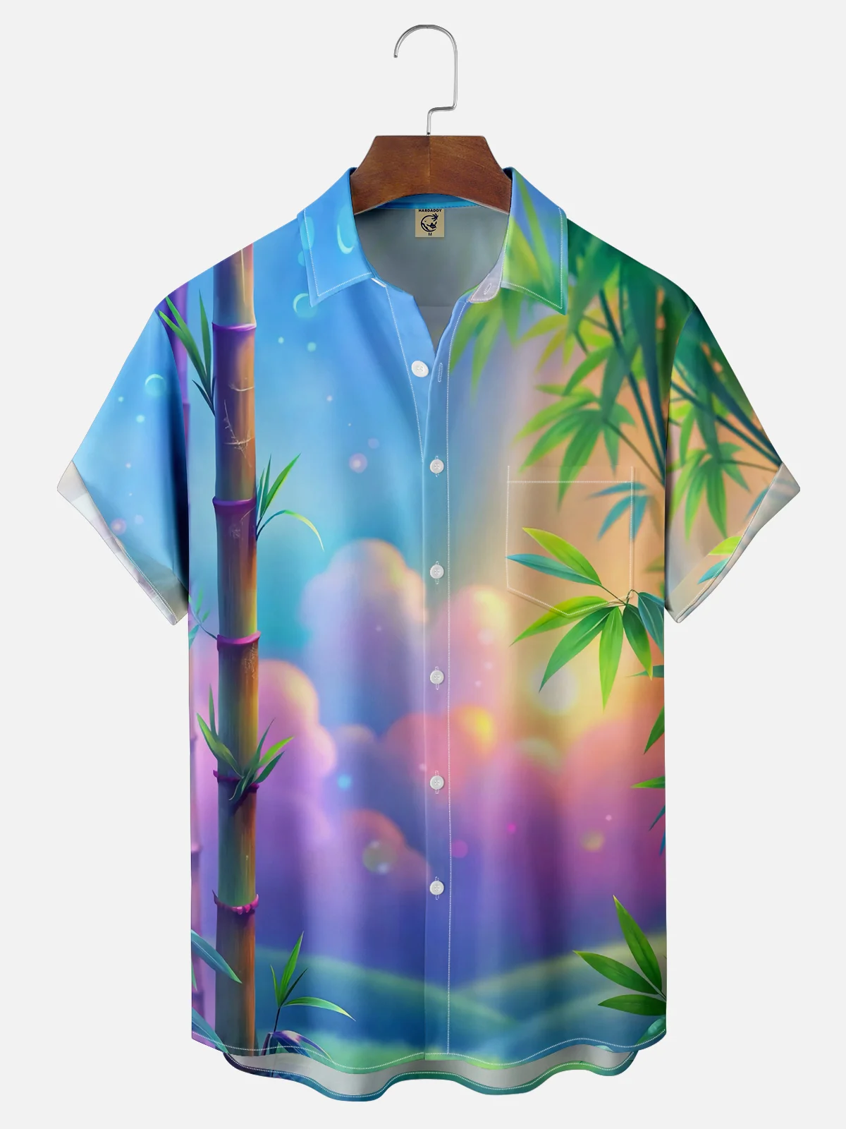 Moisture Wicking Gradient Bamboo Leaf Hawaiian Shirt