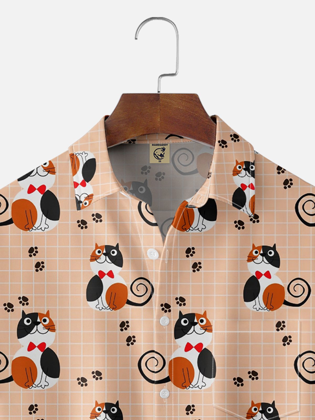 Moisture-wicking Plaid Cats Chest Pocket Casual Shirt