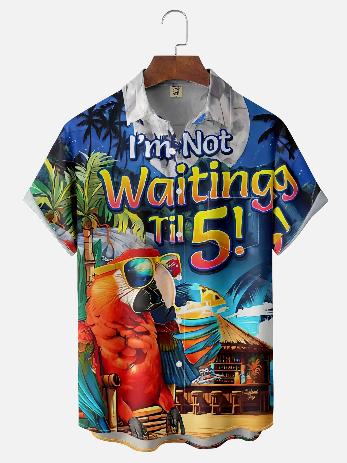 Moisture Wicking I M Not Waiting Ril 5 Parrot Beach Scene Chest Pocket Hawaiian Shirt