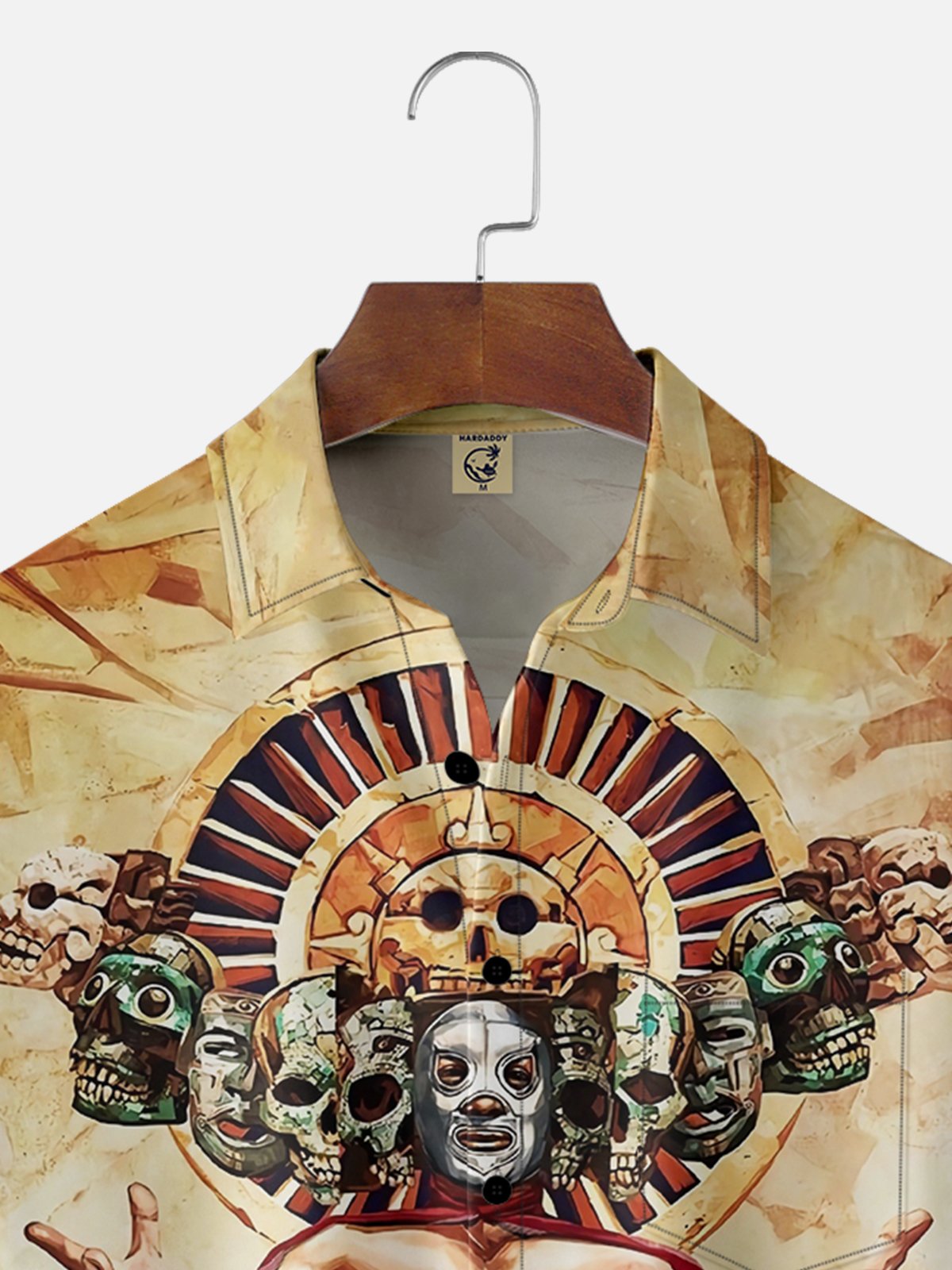 Moisture-wicking Lucha Libre Skeleton Chest Pocket Casual Shirt