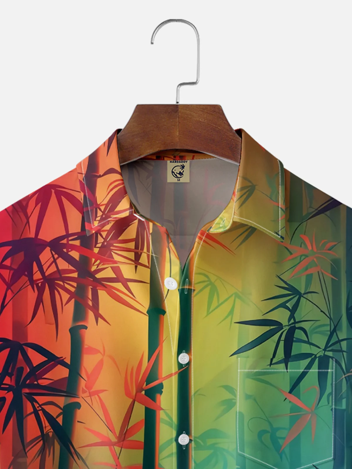 Moisture Wicking Gradient Bamboo Leaf Hawaiian Shirt