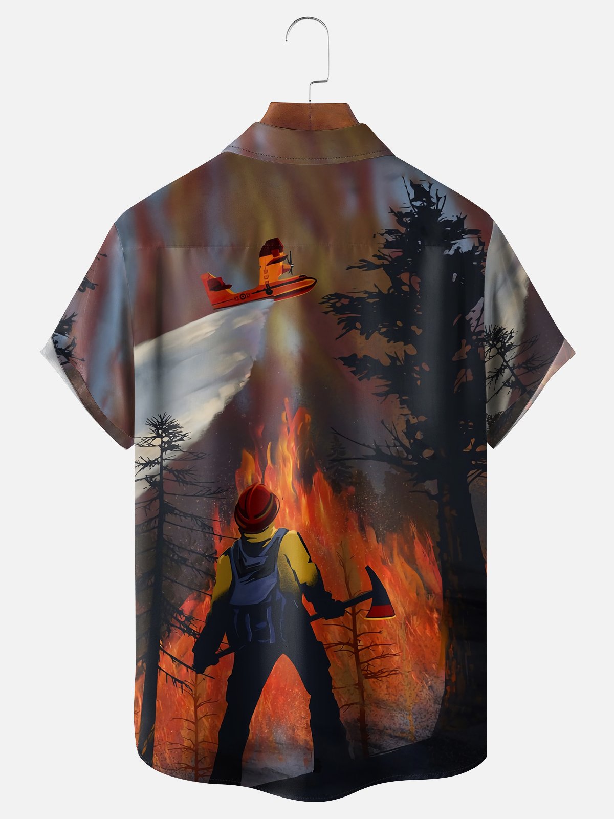 Moisture-wicking Pray for California Los Angeles Wildfire Firefighters Fighting Fire Chest Pocket Casual Shirt