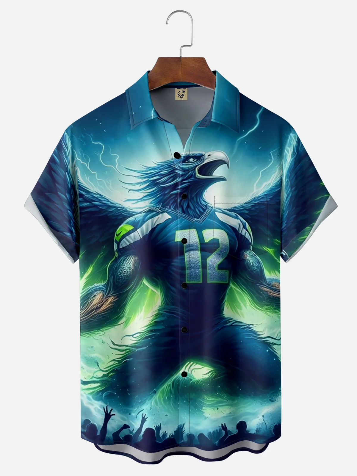 Moisture Wicking Seattle Art Rugby Eagle Chest Pocket Casual Shirt