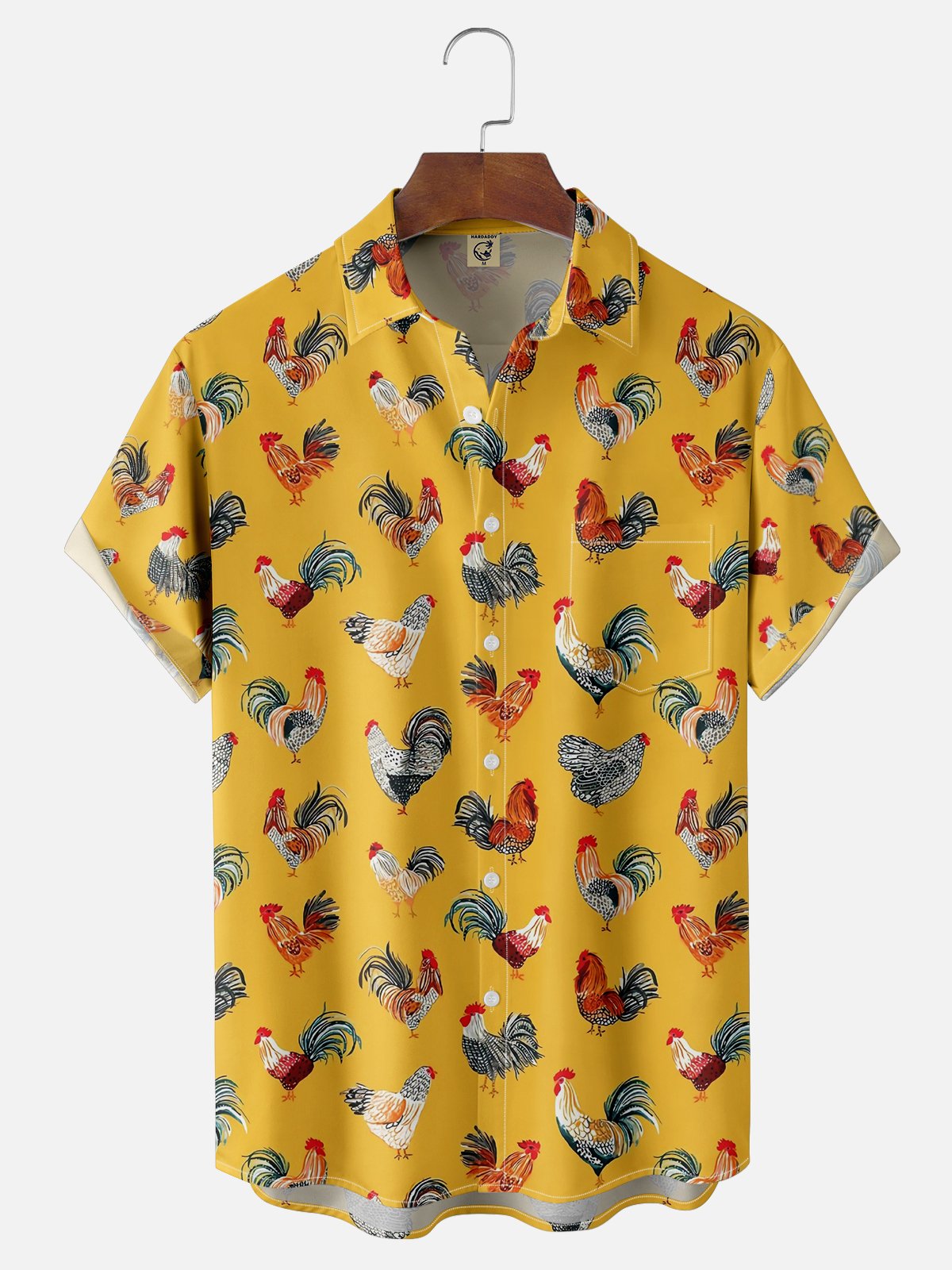 Moisture-wicking Rooster Chicken Chest Pocket Casual Shirt