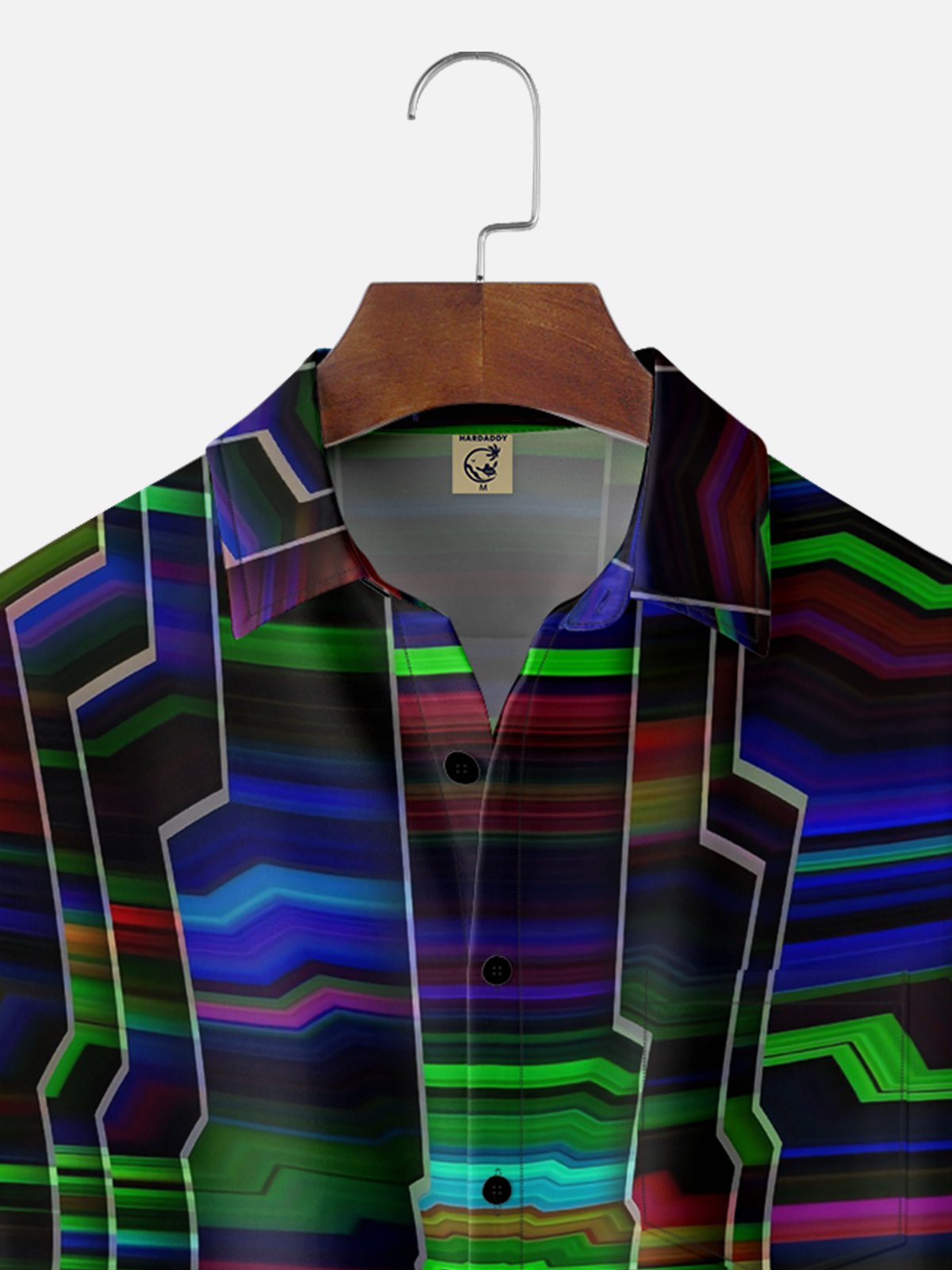 Moisture-wicking Gradient Geomatric Chest Pocket Casual Shirt