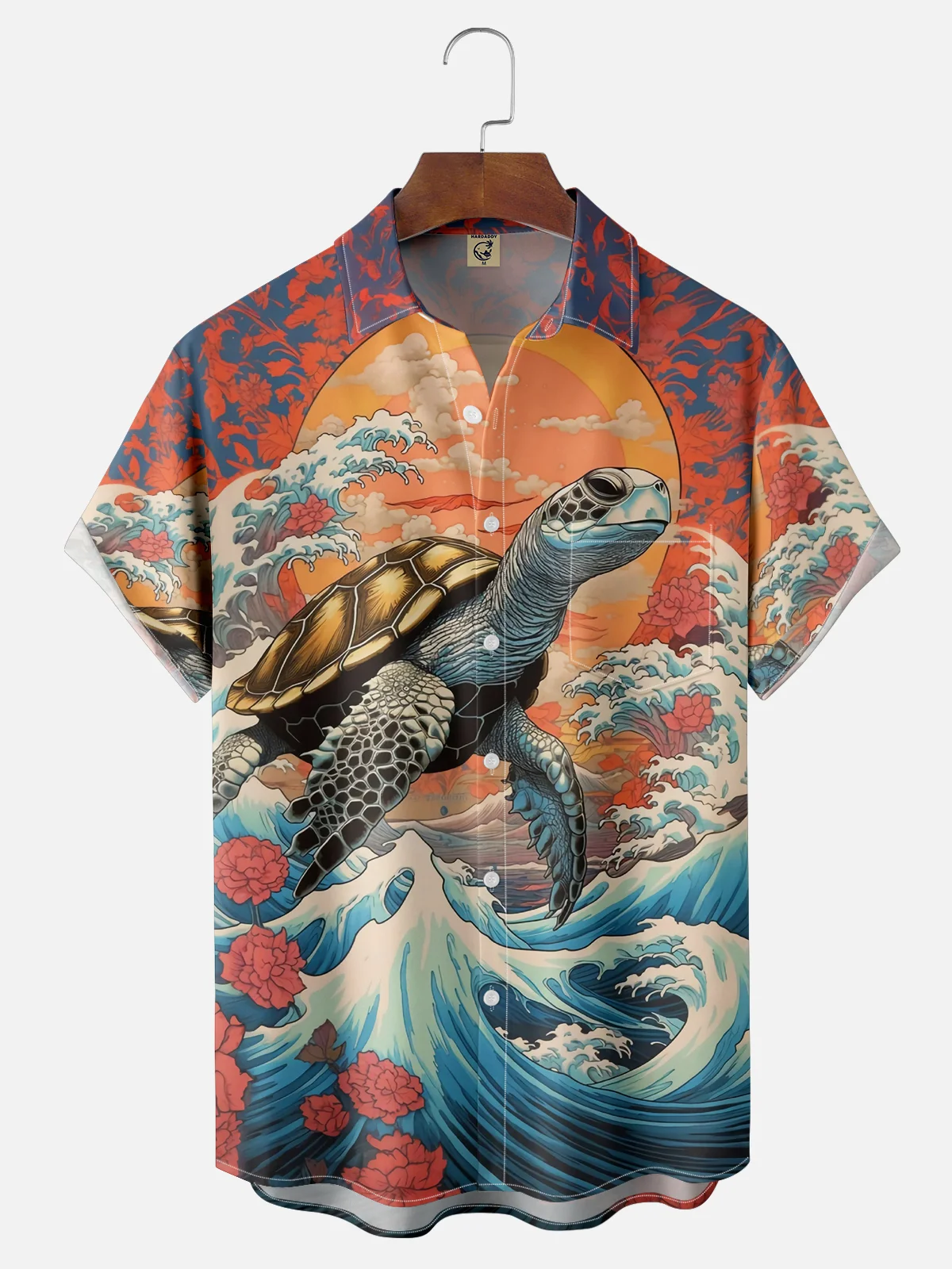 Moisture Wicking Ukiyo-e Turtle Hawaiian Shirt