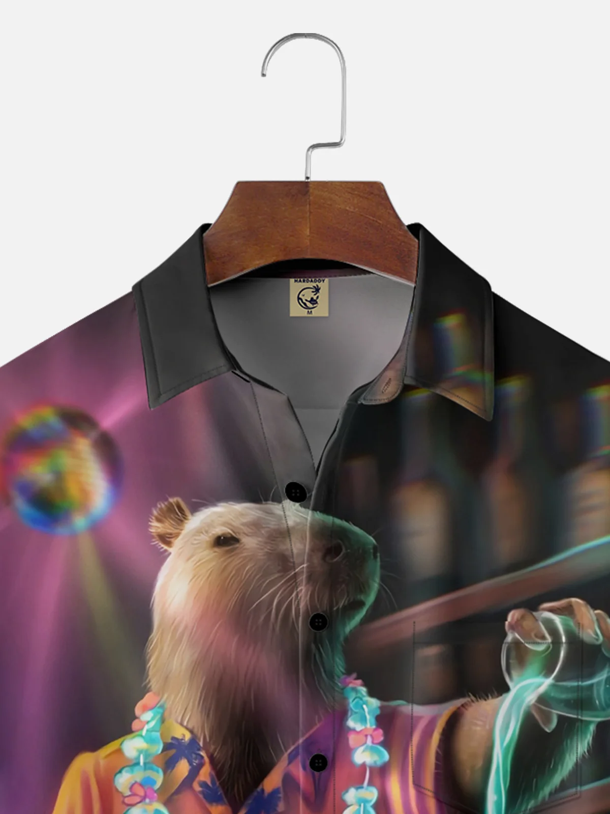 Moisture-wicking Capybara Cocktail Disco Chest Pocket Hawaiian Shirt