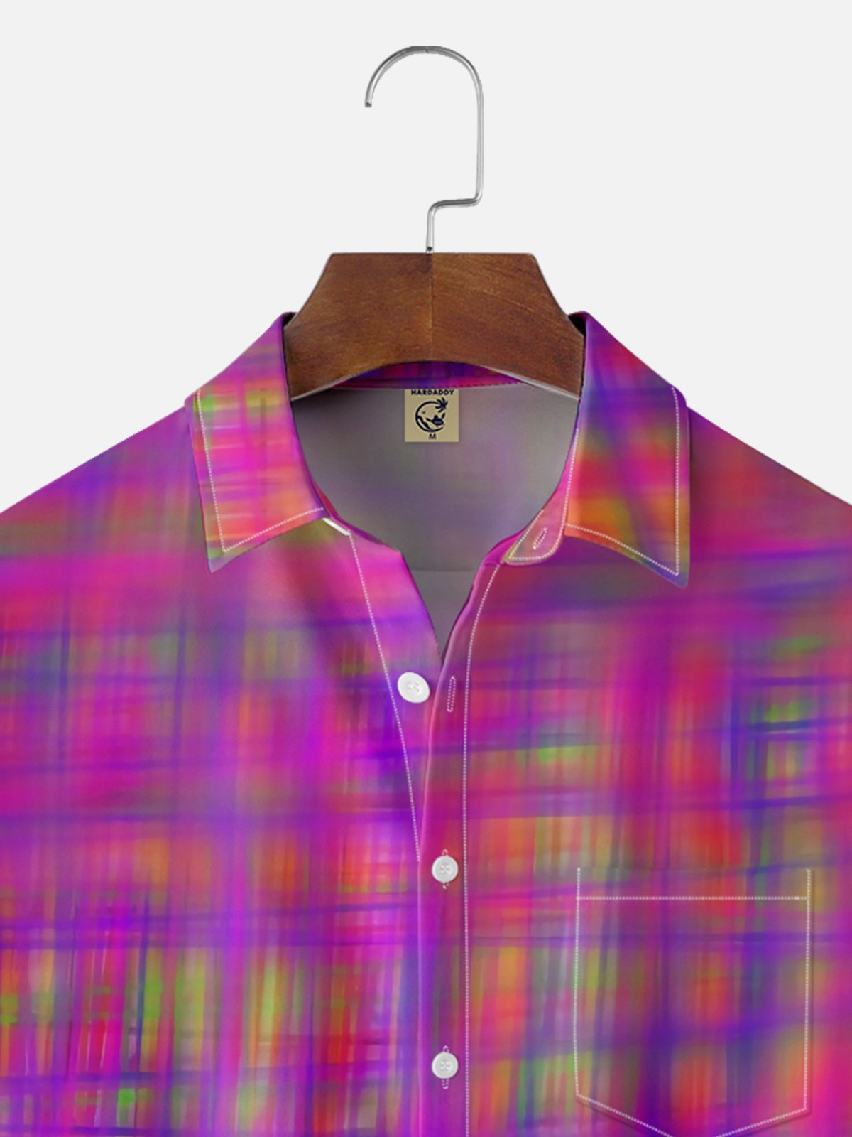 Moisture-wicking Gradient Plaid Chest Pocket Casual Shirt