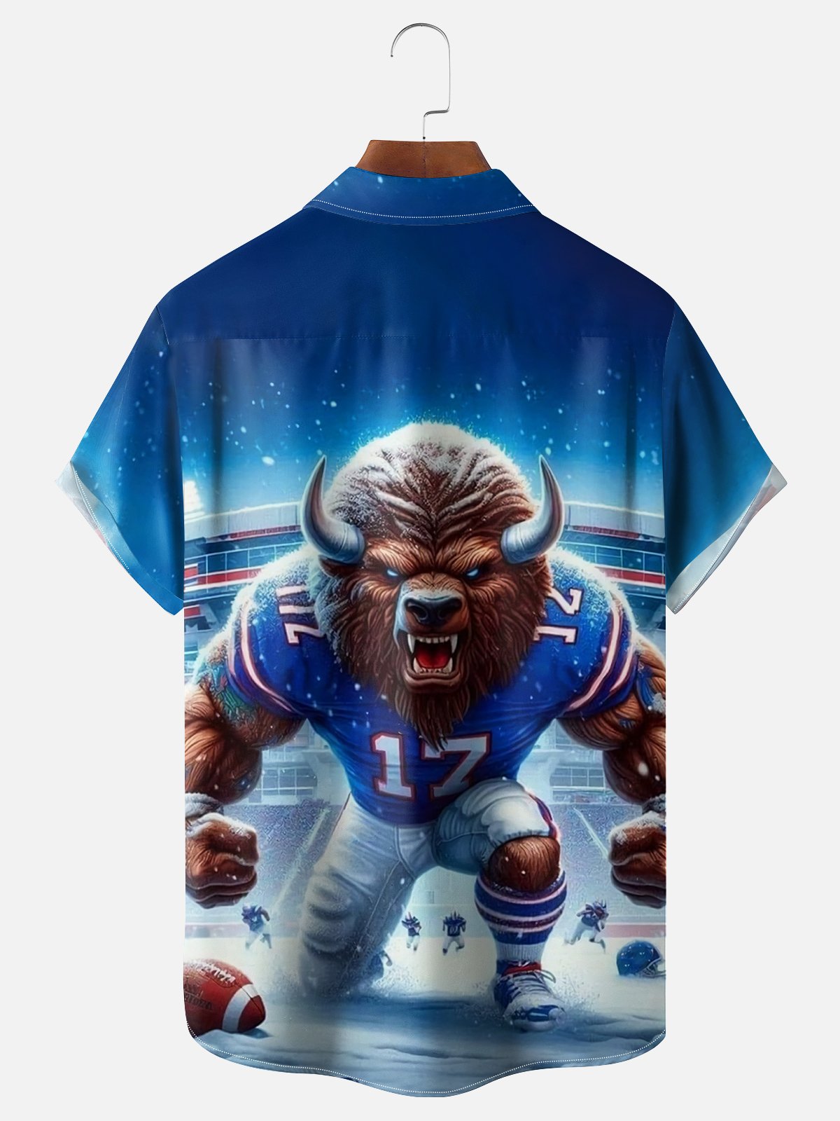 Moisture Wicking New York Buffalo Art Football Cow Chest Pocket Casual Shirt