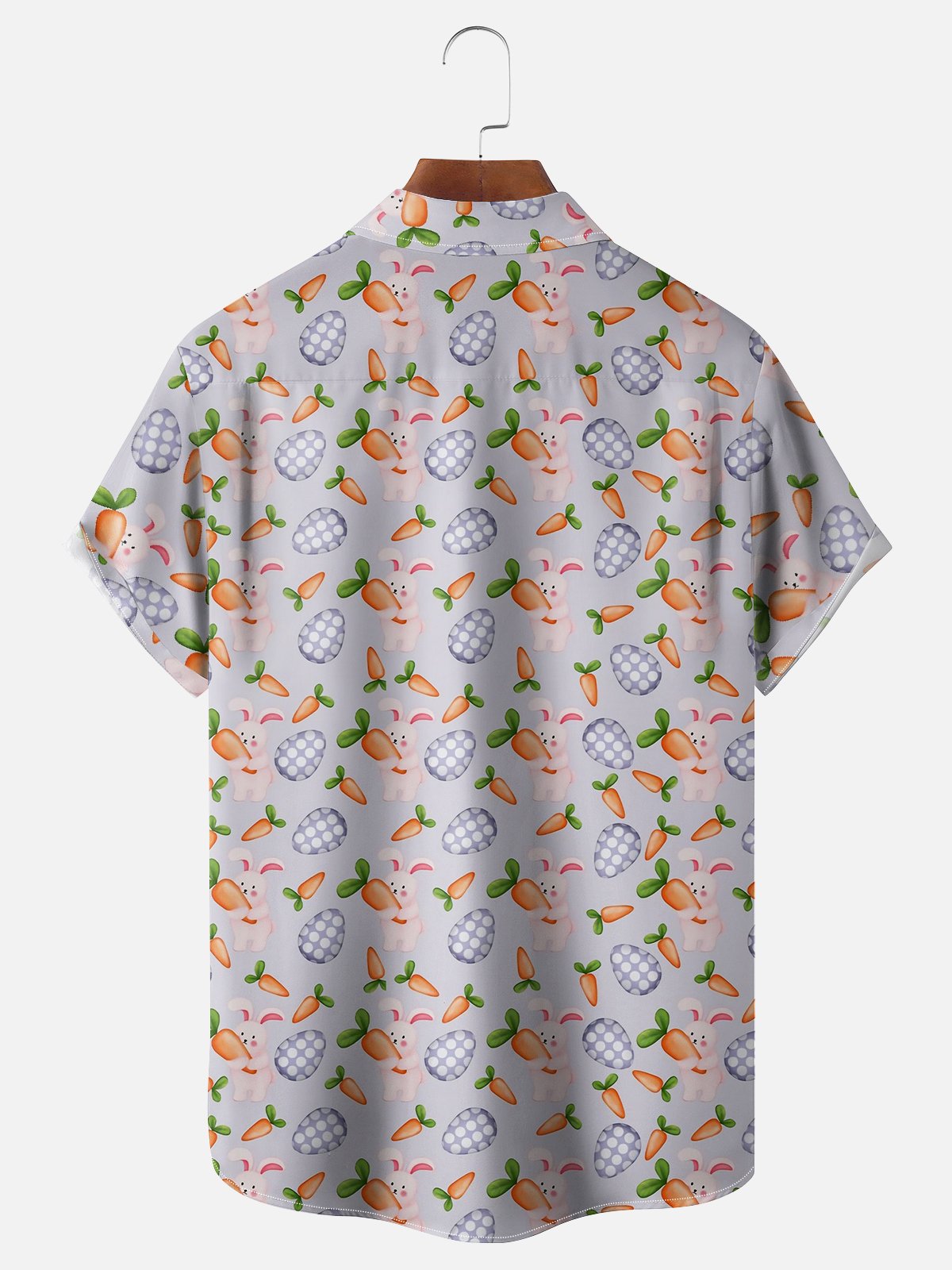 Moisture-wicking Easter Bunny Rabbit Eggs Carrots Chest Pocket Casual Shirt