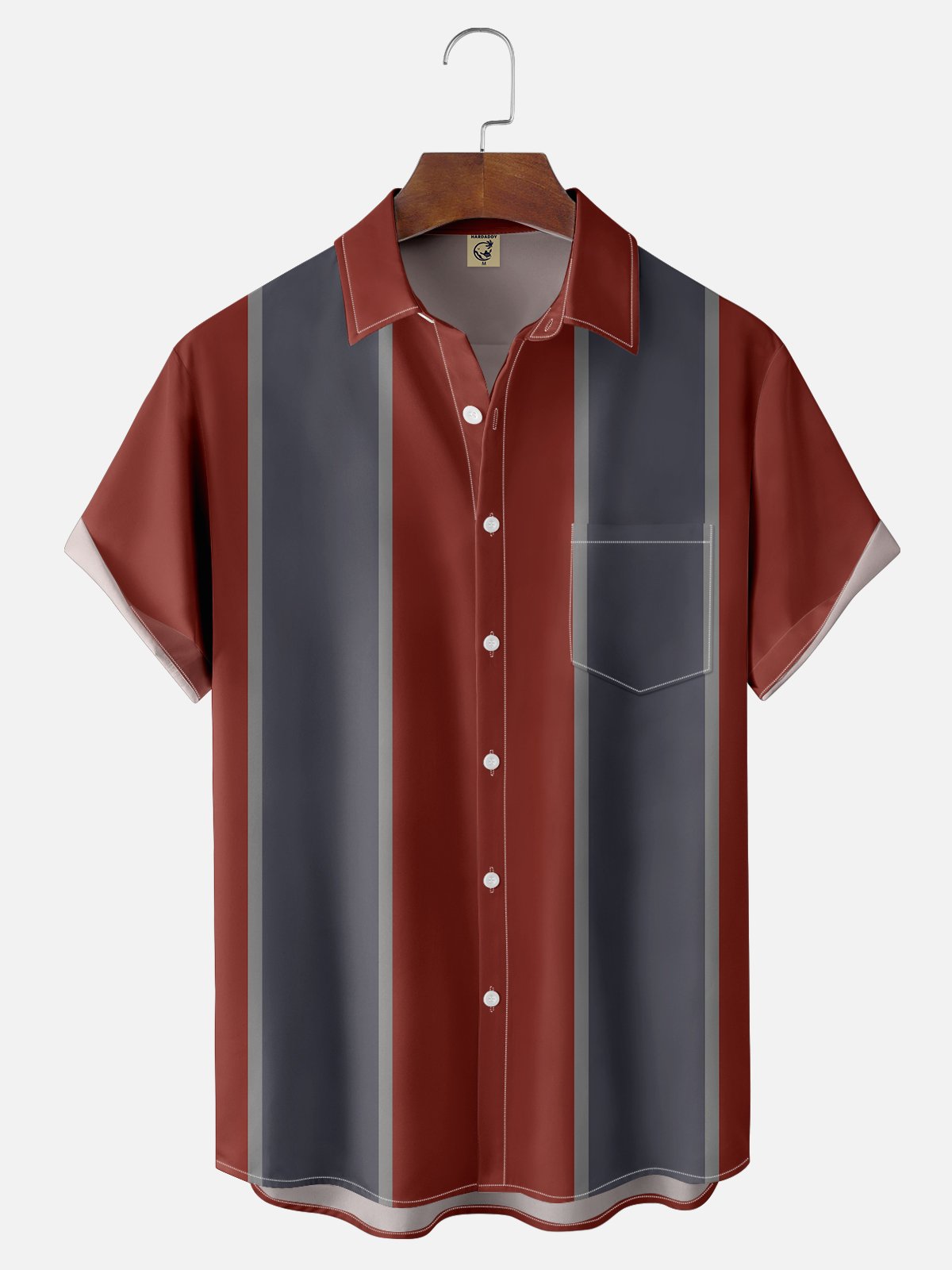 Moisture-wicking Striped Chest Pocket Bowling Shirt