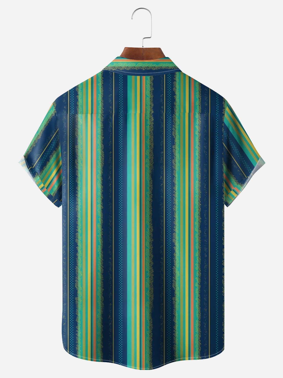 Moisture Wicking Geometric Stripes Chest Pocket Casual Shirt