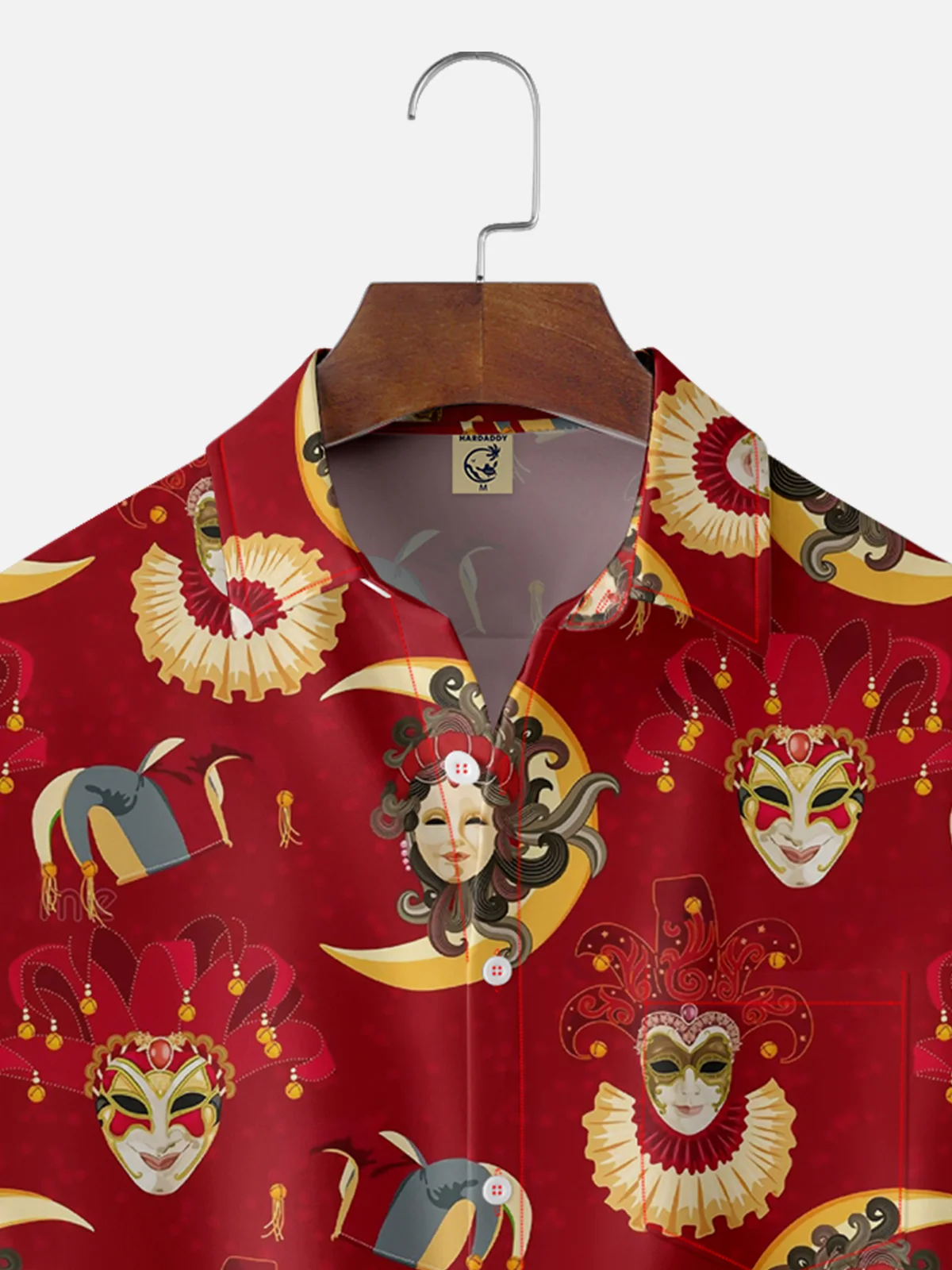Moisture-wicking Mardi Gras Mask Moon Chest Pocket Casual Shirt