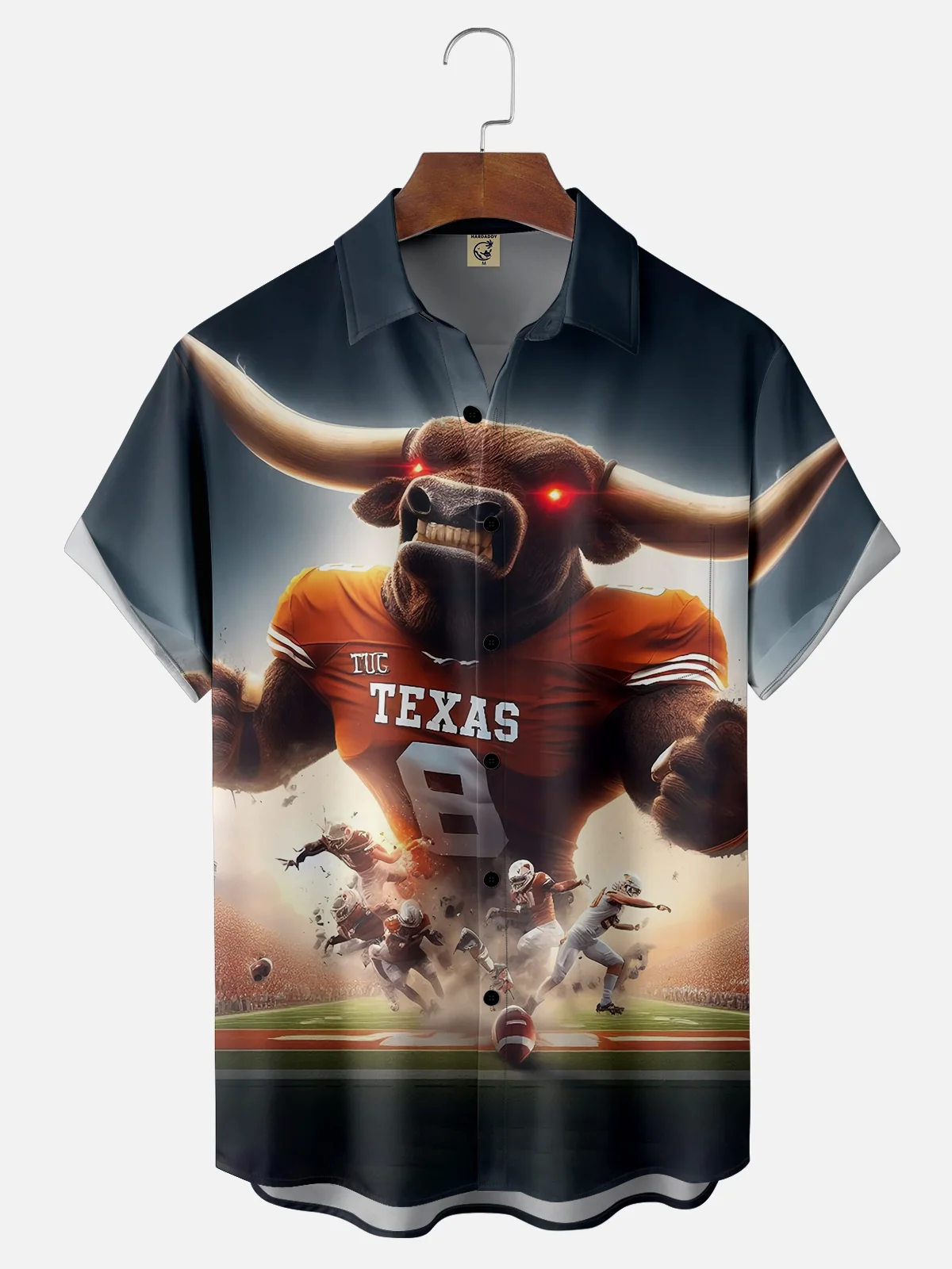 Moisture-wicking Texas American Football Art Rage Longhorn Chest Pocket Casual Shirt