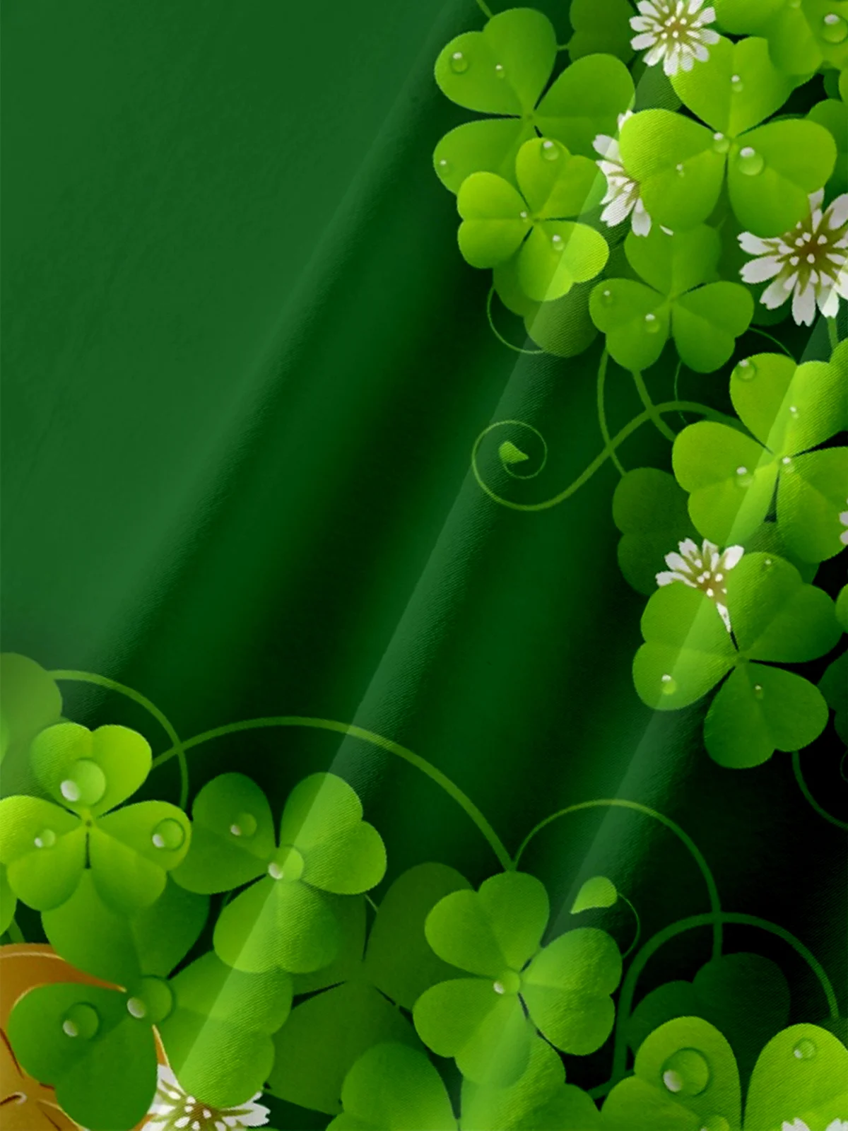 Moisture-wicking St. Patrick's Day Four Leaf Clover Gold Coin Chest Pocket Casual Shirt