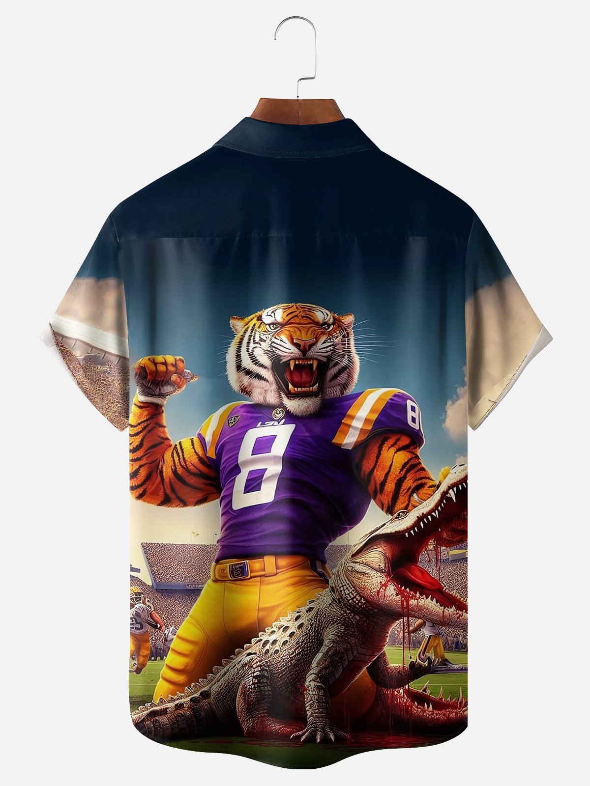 Moisture-wicking Louisiana Football Art Tiger Chest Pocket Casual Shirt