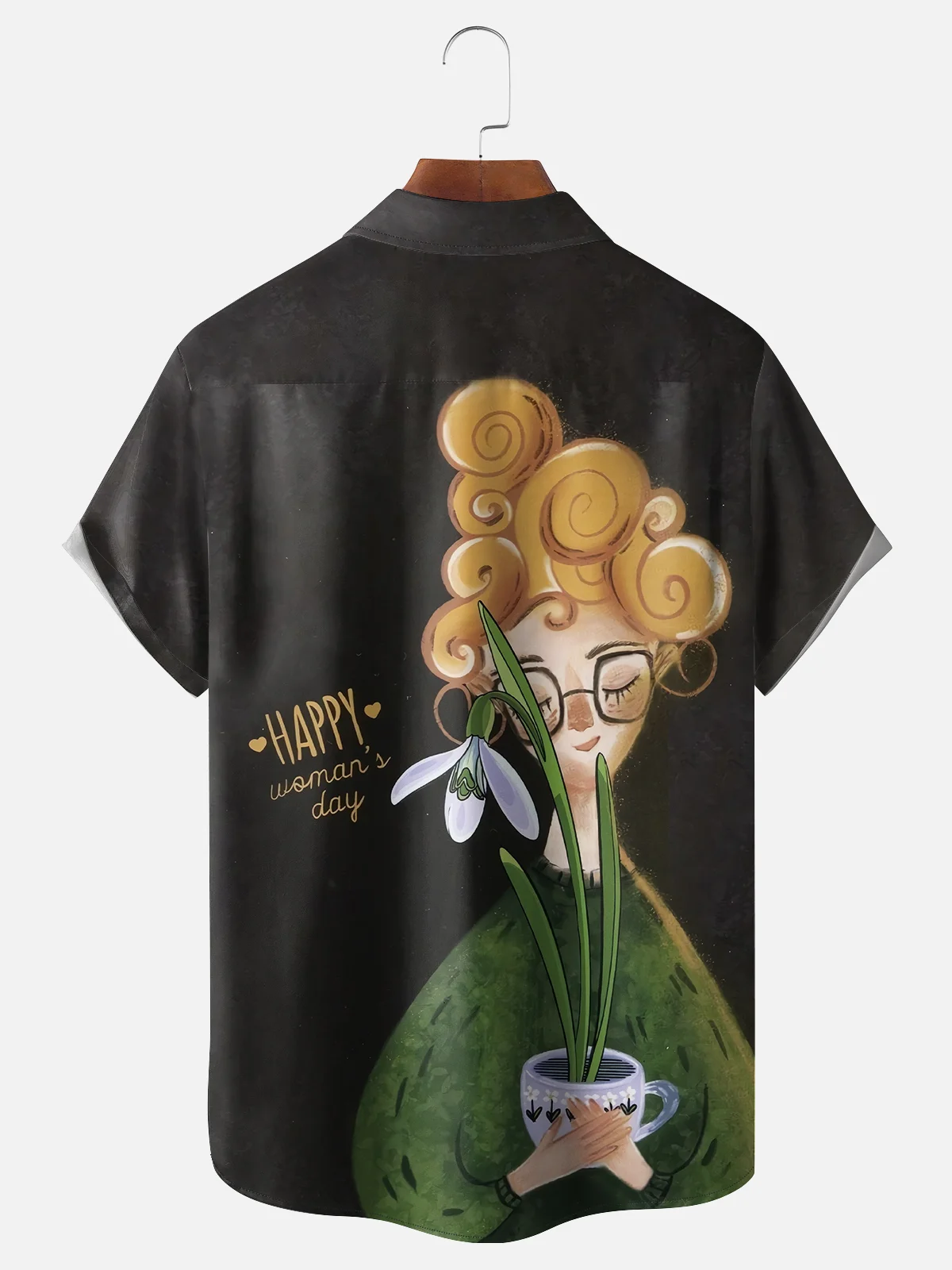 Moisture-wicking Happy Women's Day Art Painting Chest Pocket Casual Shirt