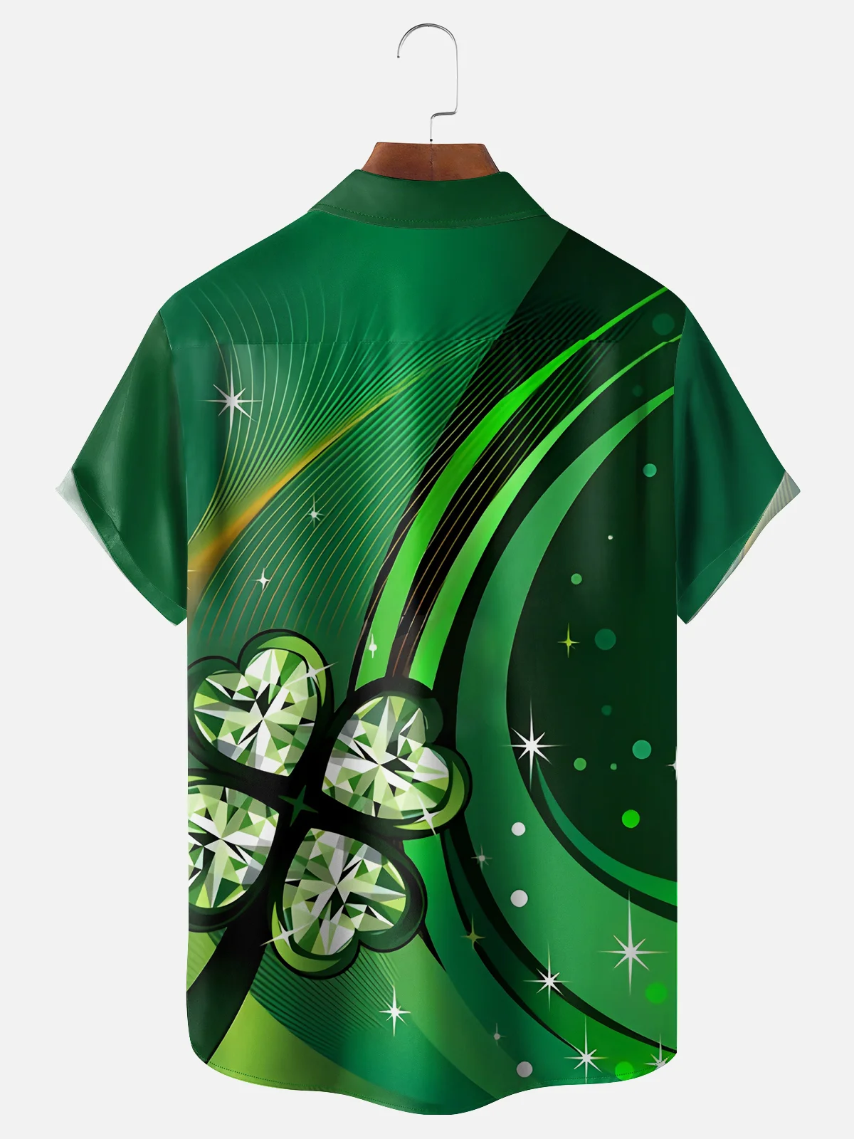 Moisture-wicking St. Patrick's Day Four Leaf Clover Chest Pocket Casual Shirt