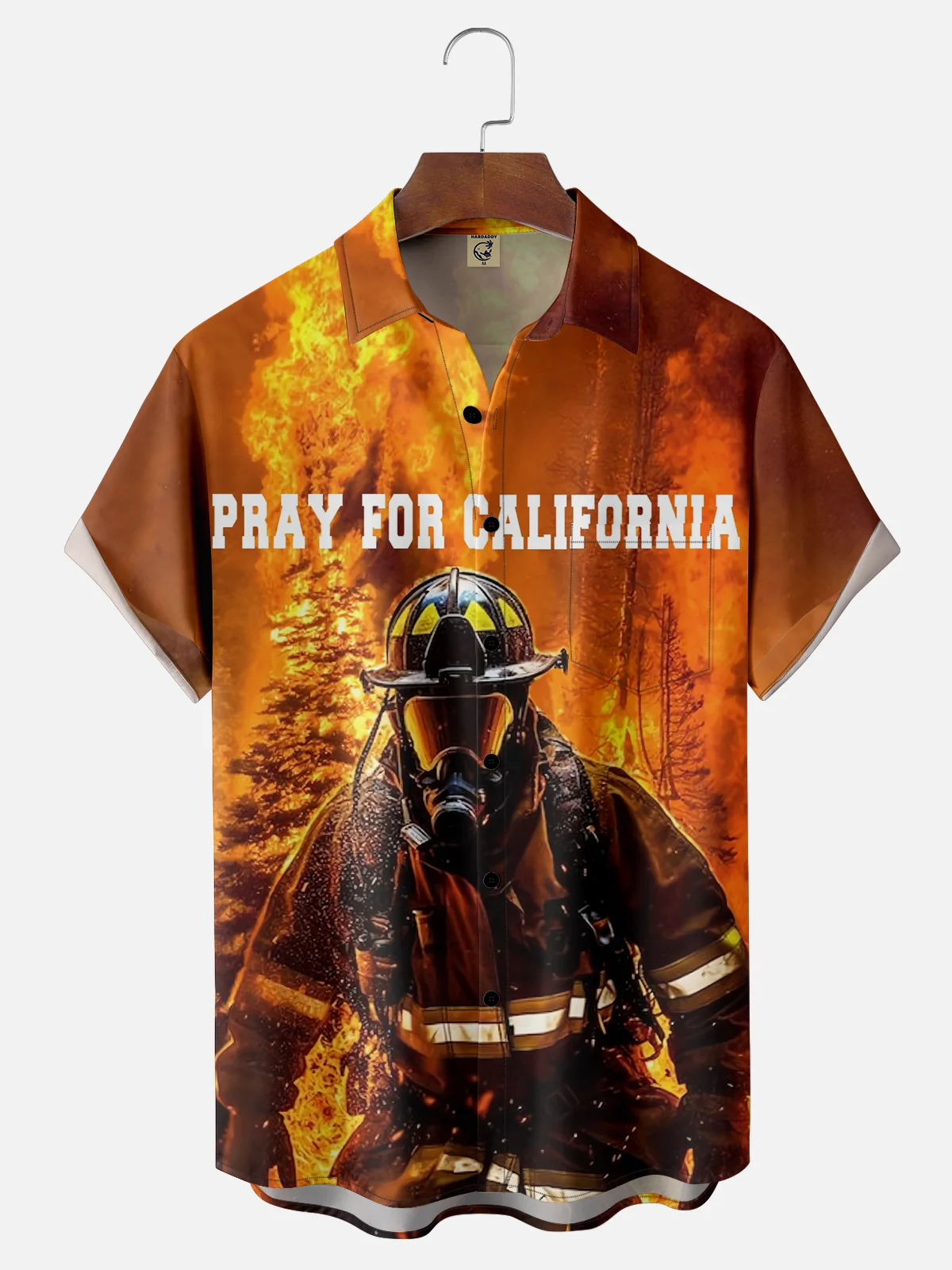 Moisture-wicking California Wildfires "Pray for California" Chest Pocket Casual Shirt