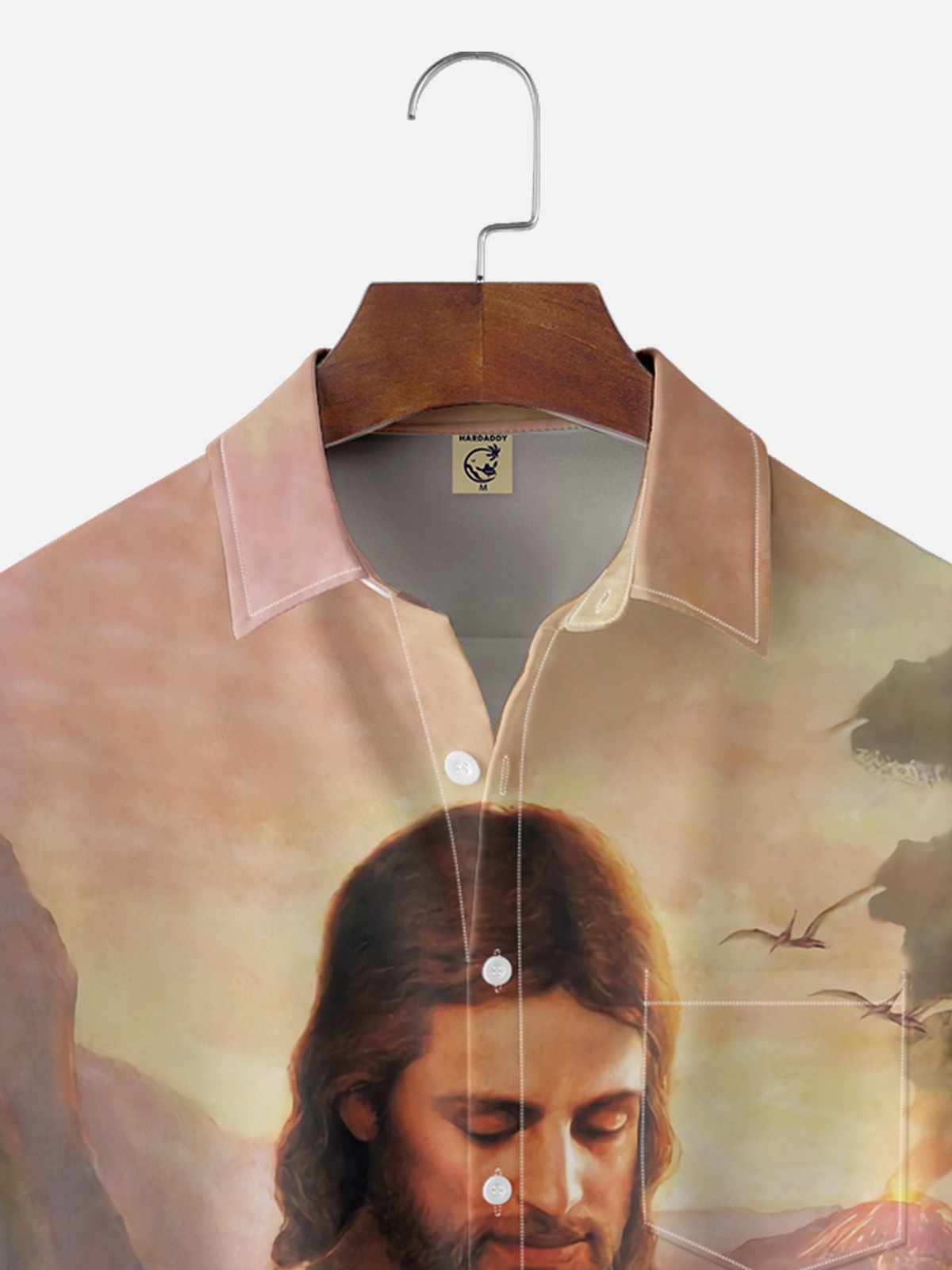 Moisture-wicking Easter Jesus Dinosaur Chest Pocket Casual Shirt