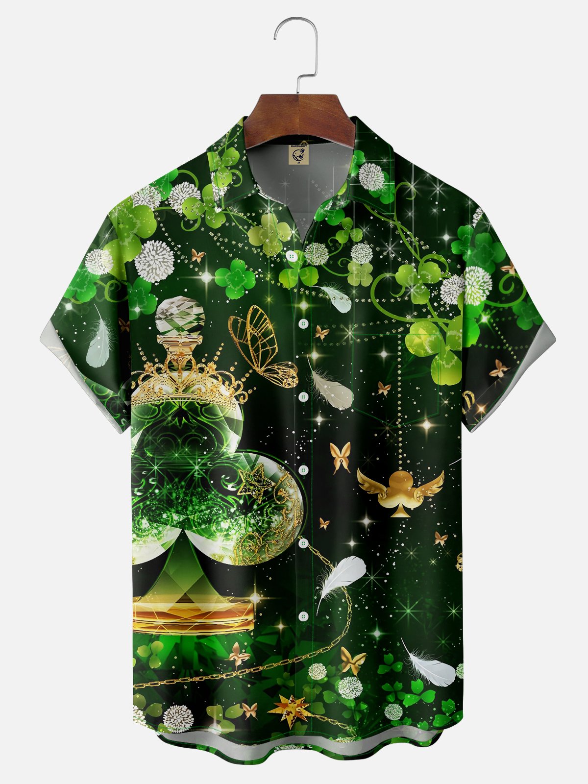 Moisture-wicking St. Patrick'S Day Clover Four-Leaf Clover Feather Chest Pocket Casual Shirt