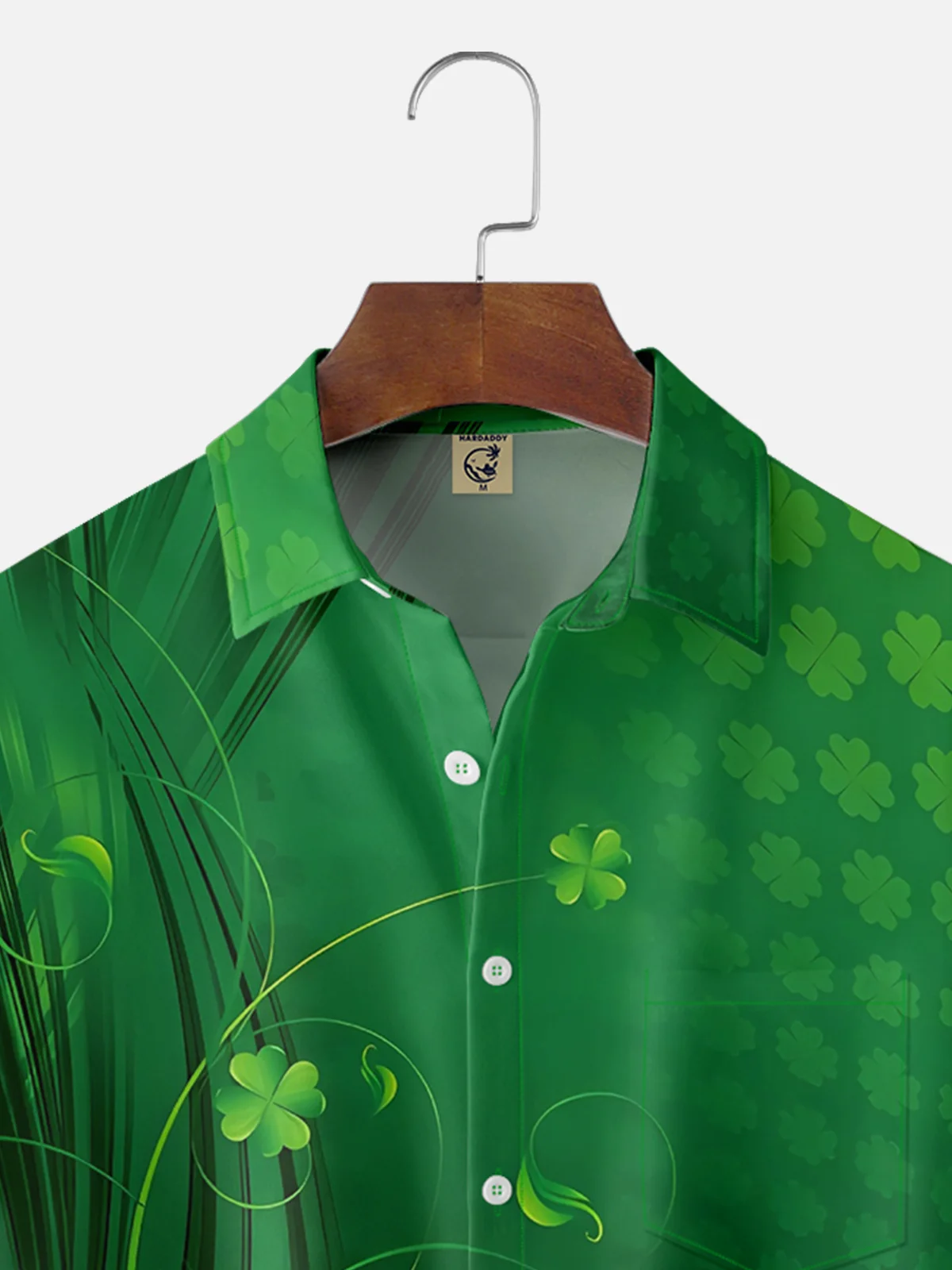 Moisture-wicking St. Patrick's Day Four Leaf Clover Chest Pocket Casual Shirt