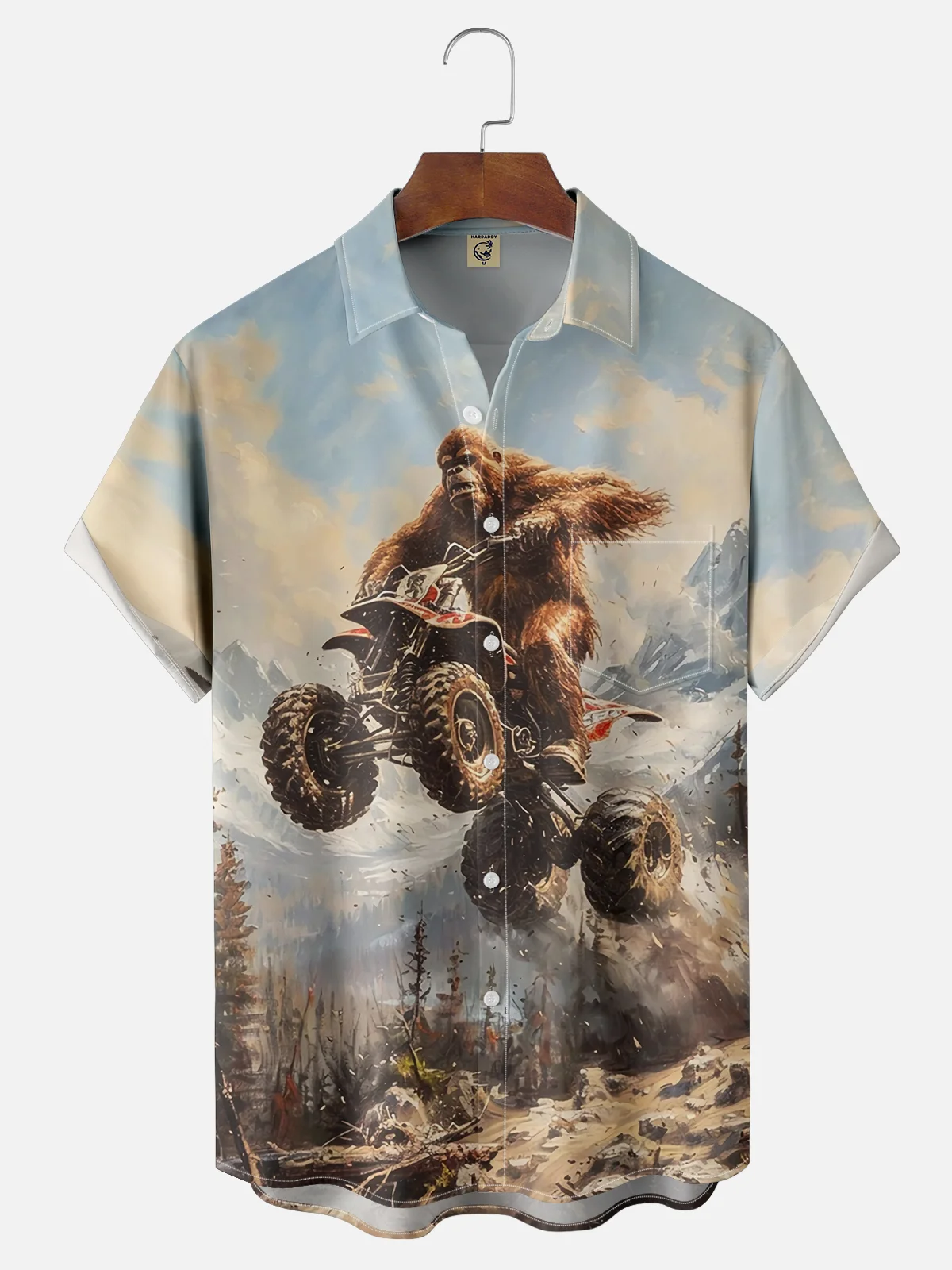 Moisture-wicking Bigfoot Motorcycle Chest Pocket Casual Shirt