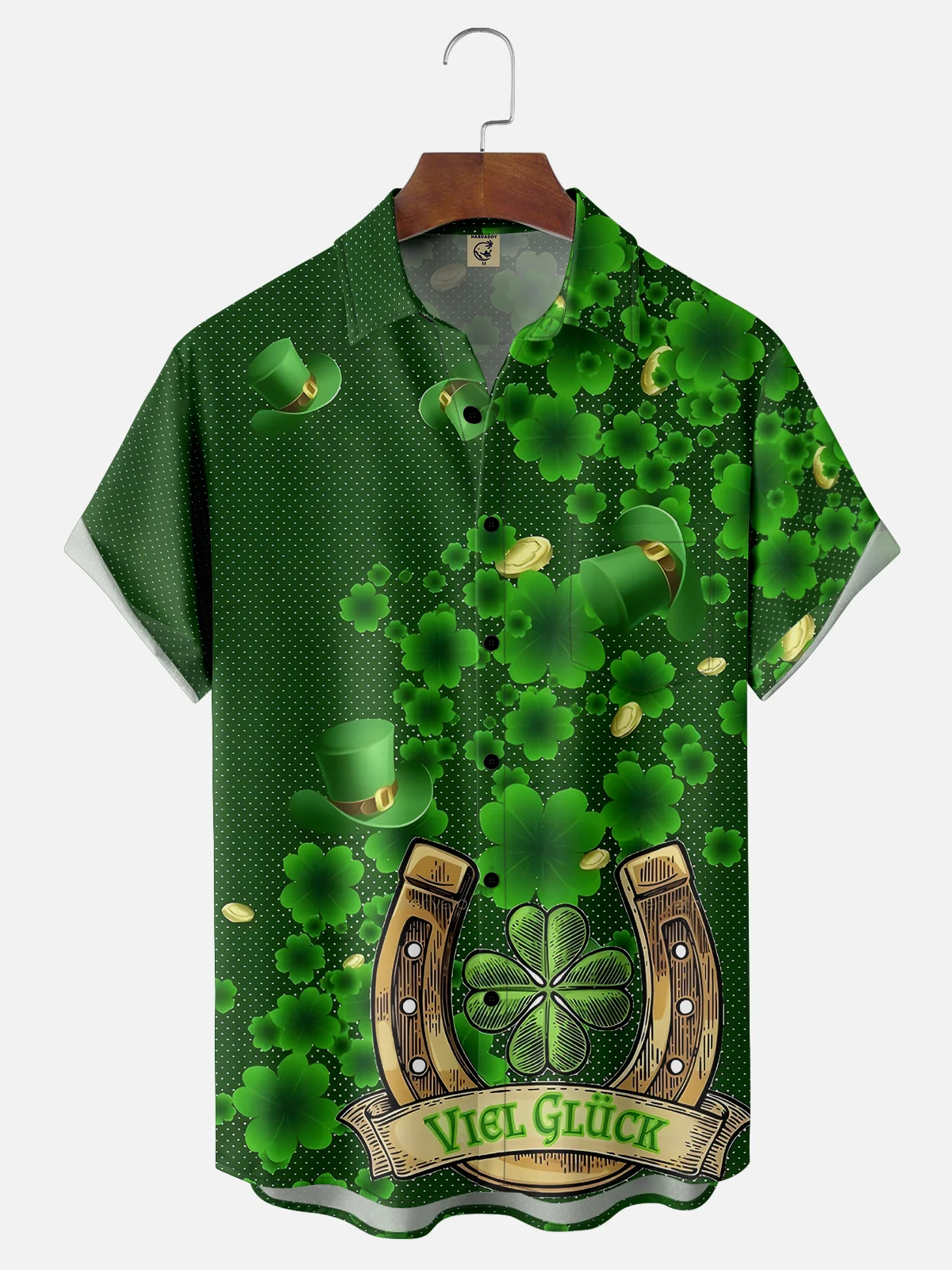 Moisture-wicking Happy St. Patrick's Day Lucky Clover Green Chest Pocket Casual Shirt