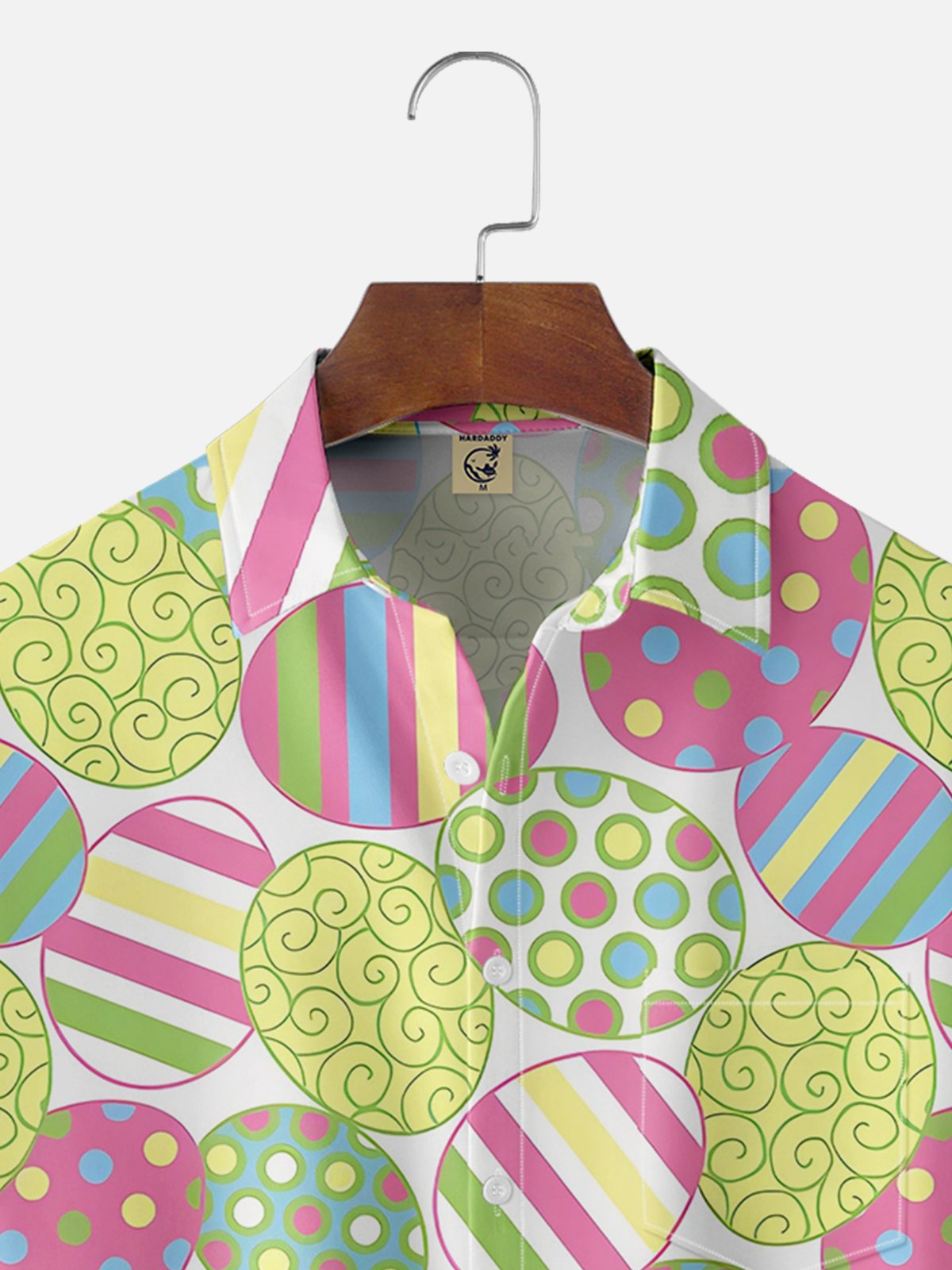 Moisture-wicking Easter Abstract Egg Art Chest Pocket Casual Shirt