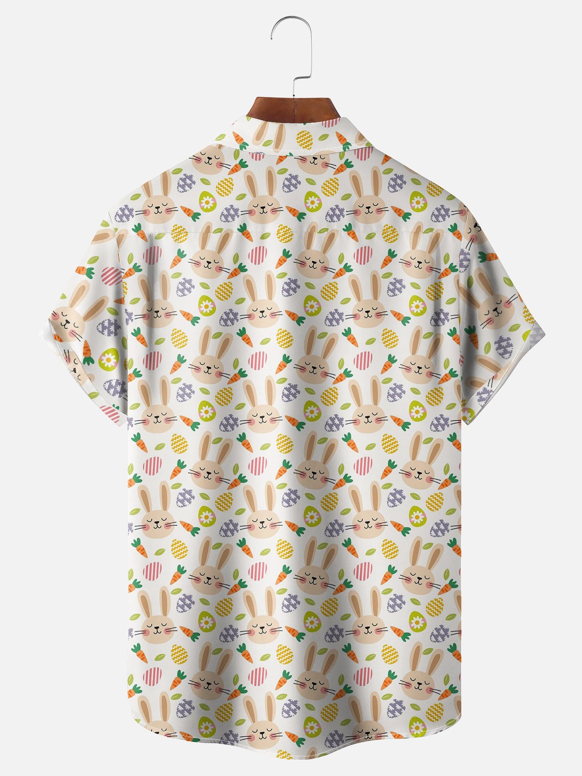 Moisture-wicking Easter Bunny Rabbit Eggs Chest Pocket Casual Shirt