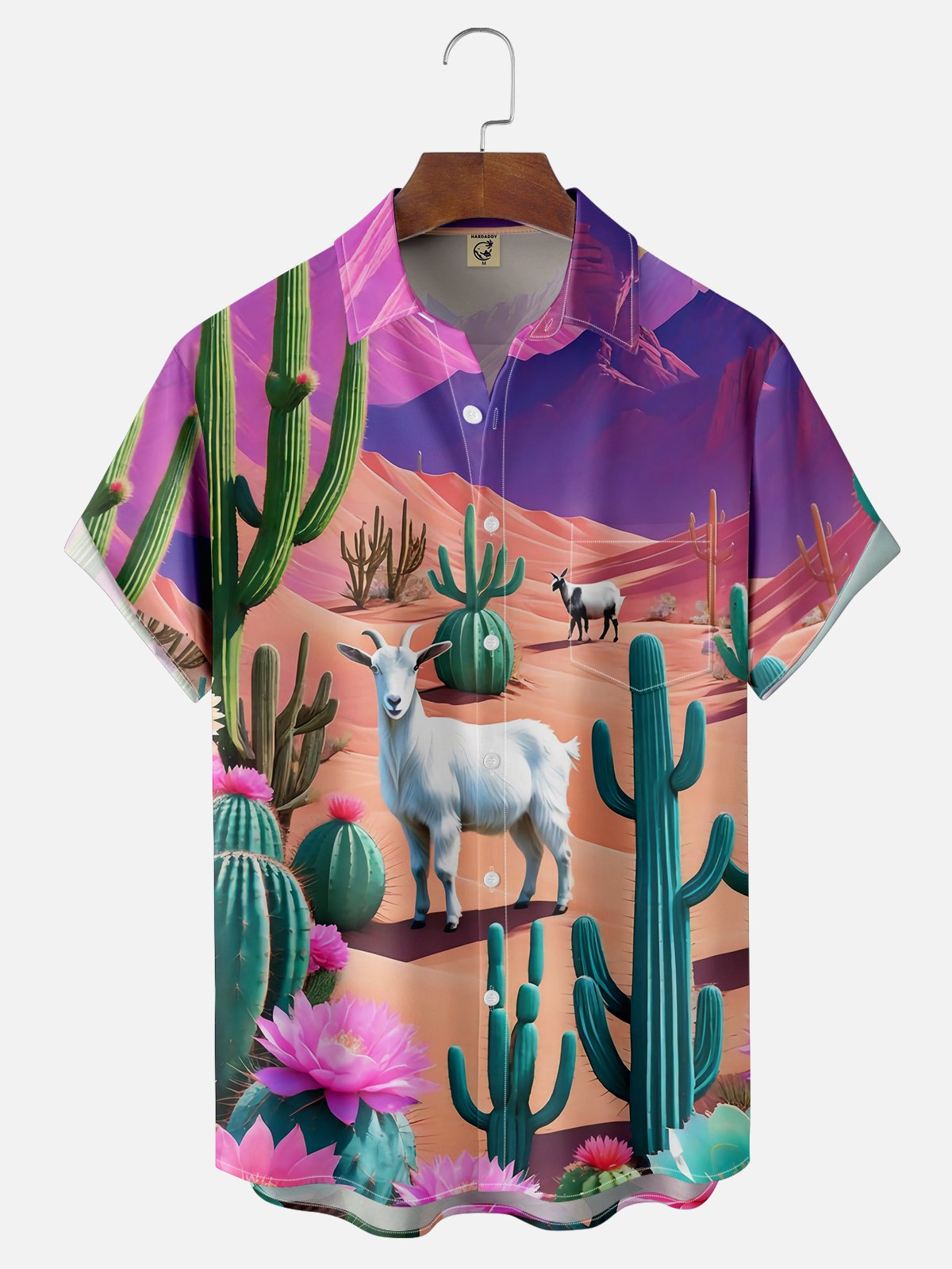 Moisture-wicking Cactus Sheep Chest Pocket Hawaiian Shirt