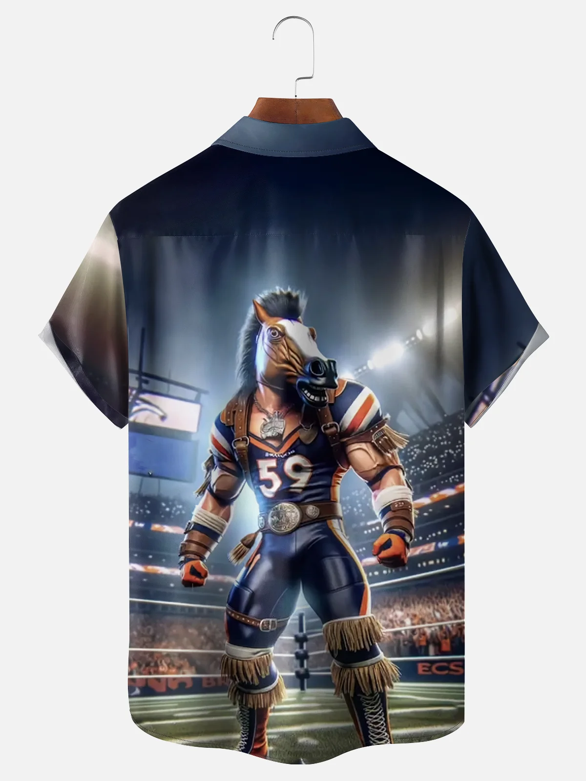 Moisture-wicking Denver American Football Art Super Horse Chest Pocket Casual Shirt