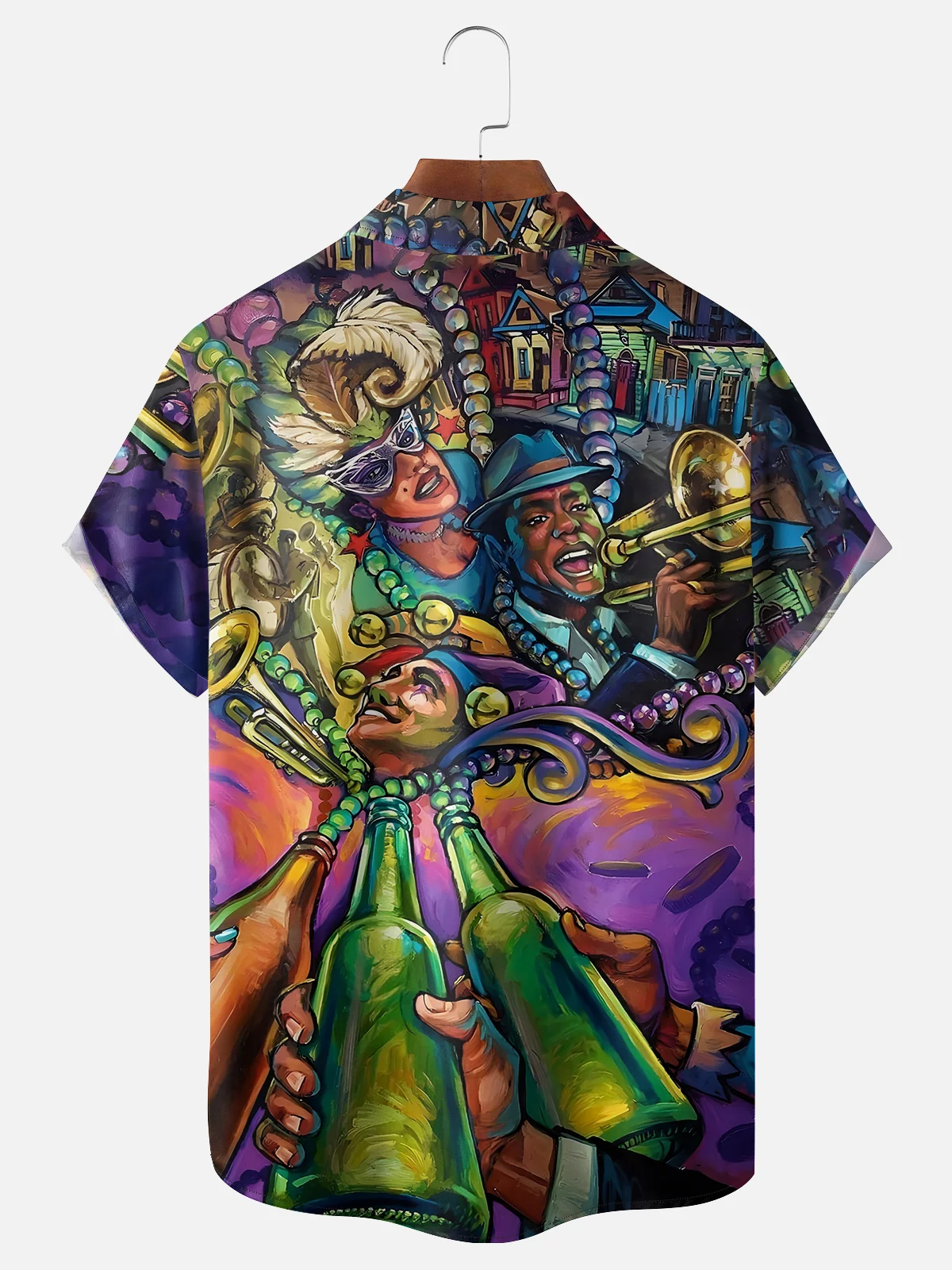 Moisture-wicking Mardi Gras Beer Art Chest Pocket Casual Shirt