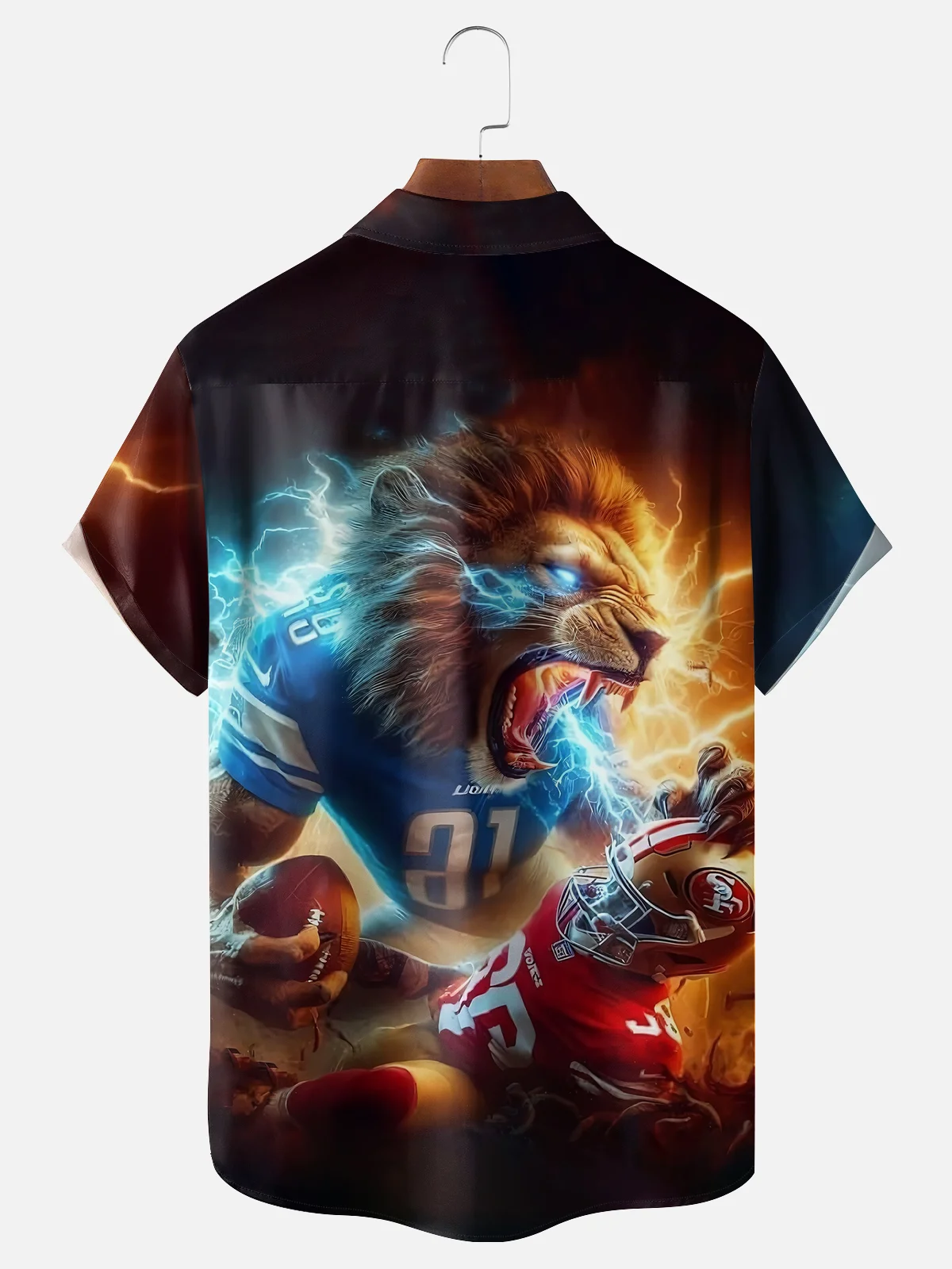 Moisture-wicking Detroit Football Super Lions Chest Pocket Casual Shirt